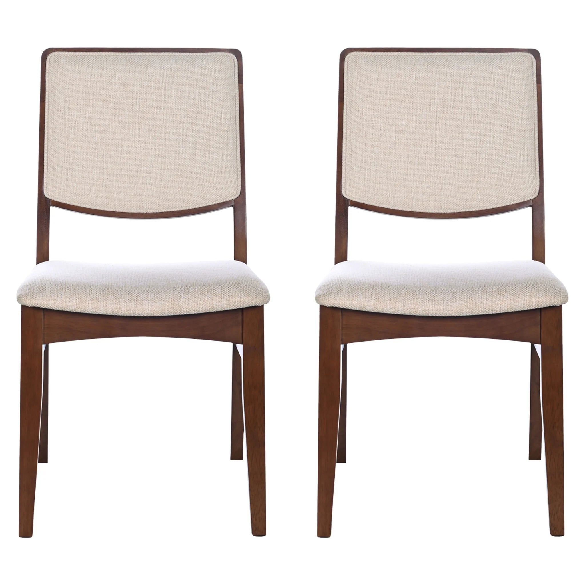 Nami Japandi Style Solid Wood Linen Fabric Upholstered Dining Chair in Beige