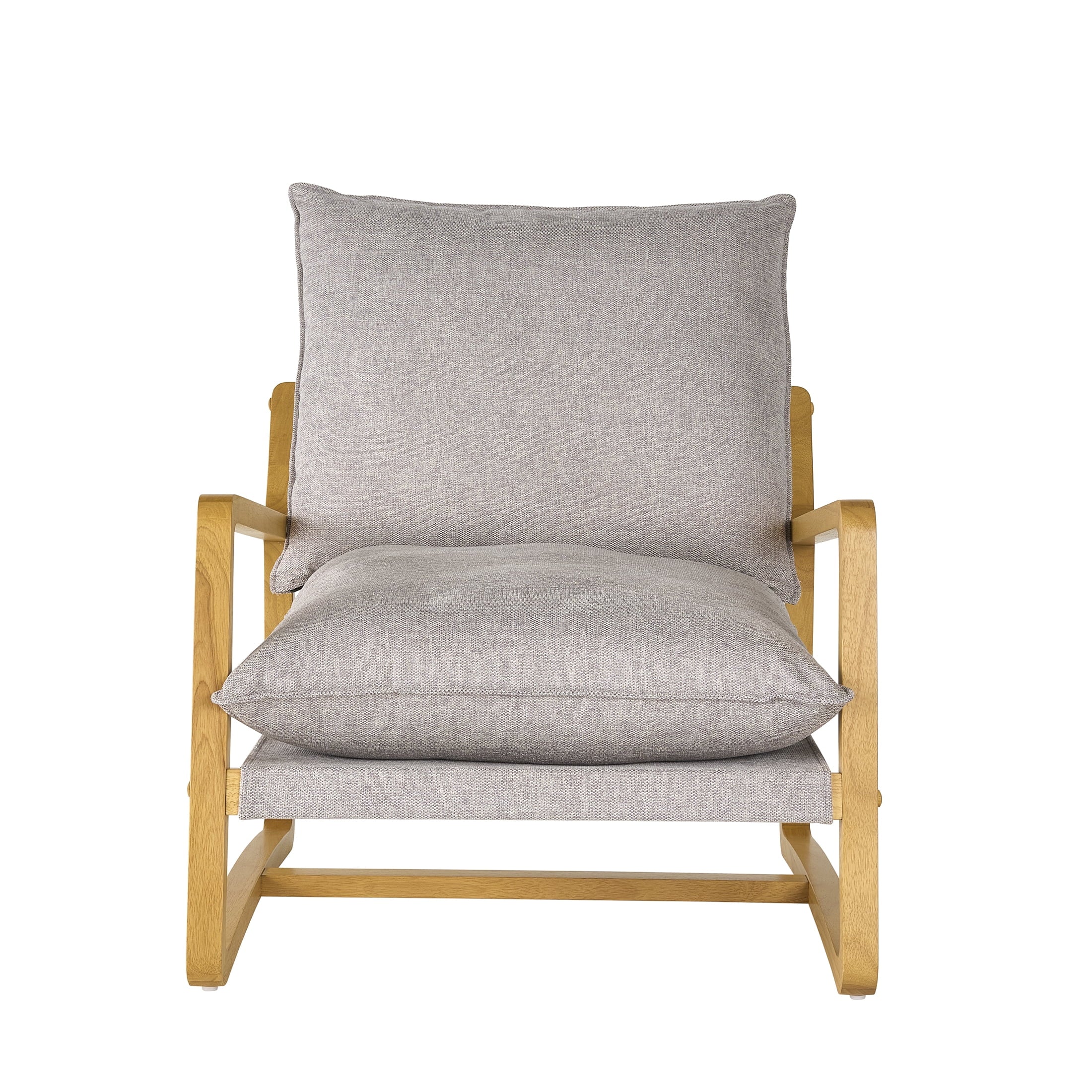 Wooden Ezra Sling Accent Chair, Gray Linen