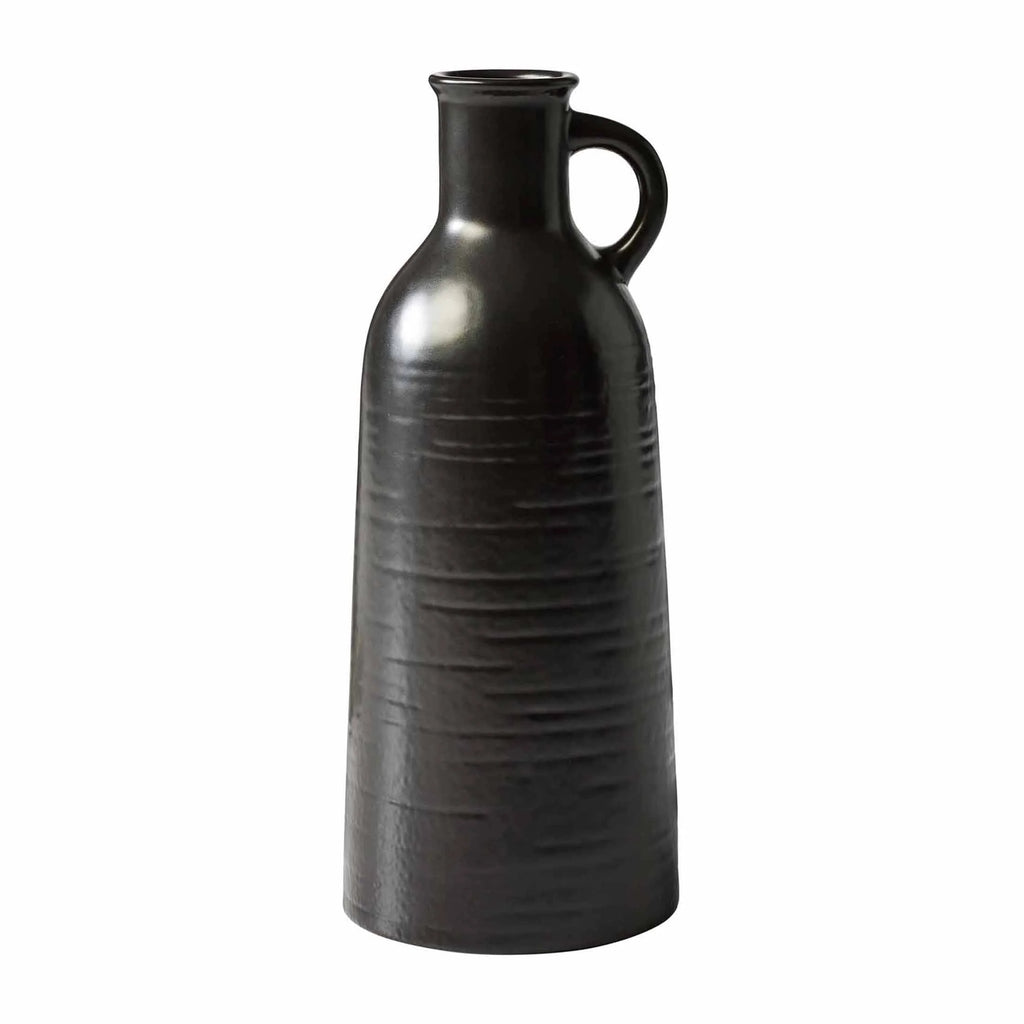 8" Black Ceramic Jug Vase