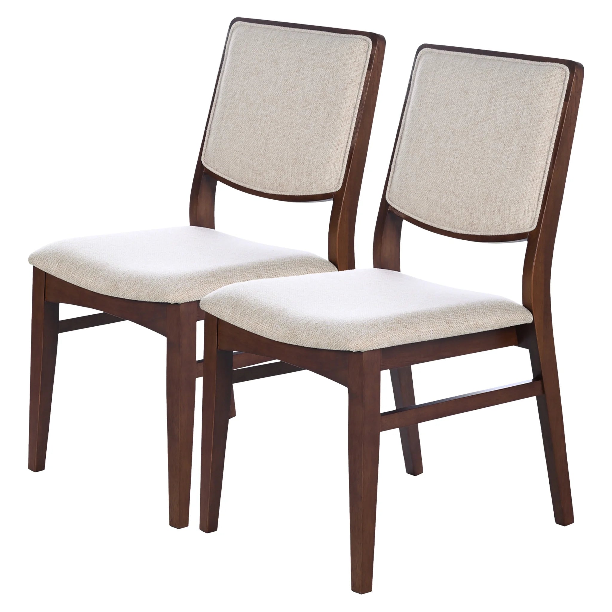 Nami Japandi Style Solid Wood Linen Fabric Upholstered Dining Chair in Beige