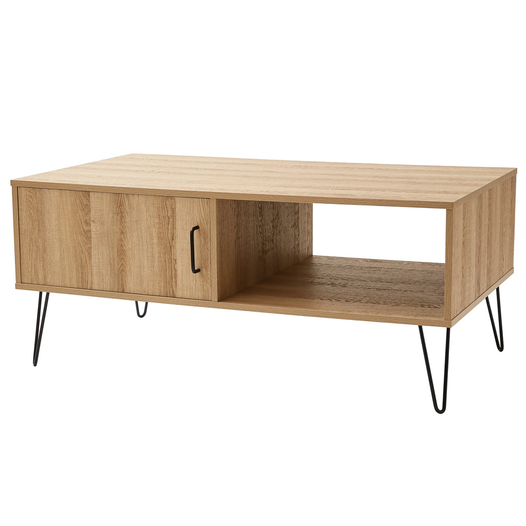 Modern Hairpin Rectangle Coffee Table, Oak