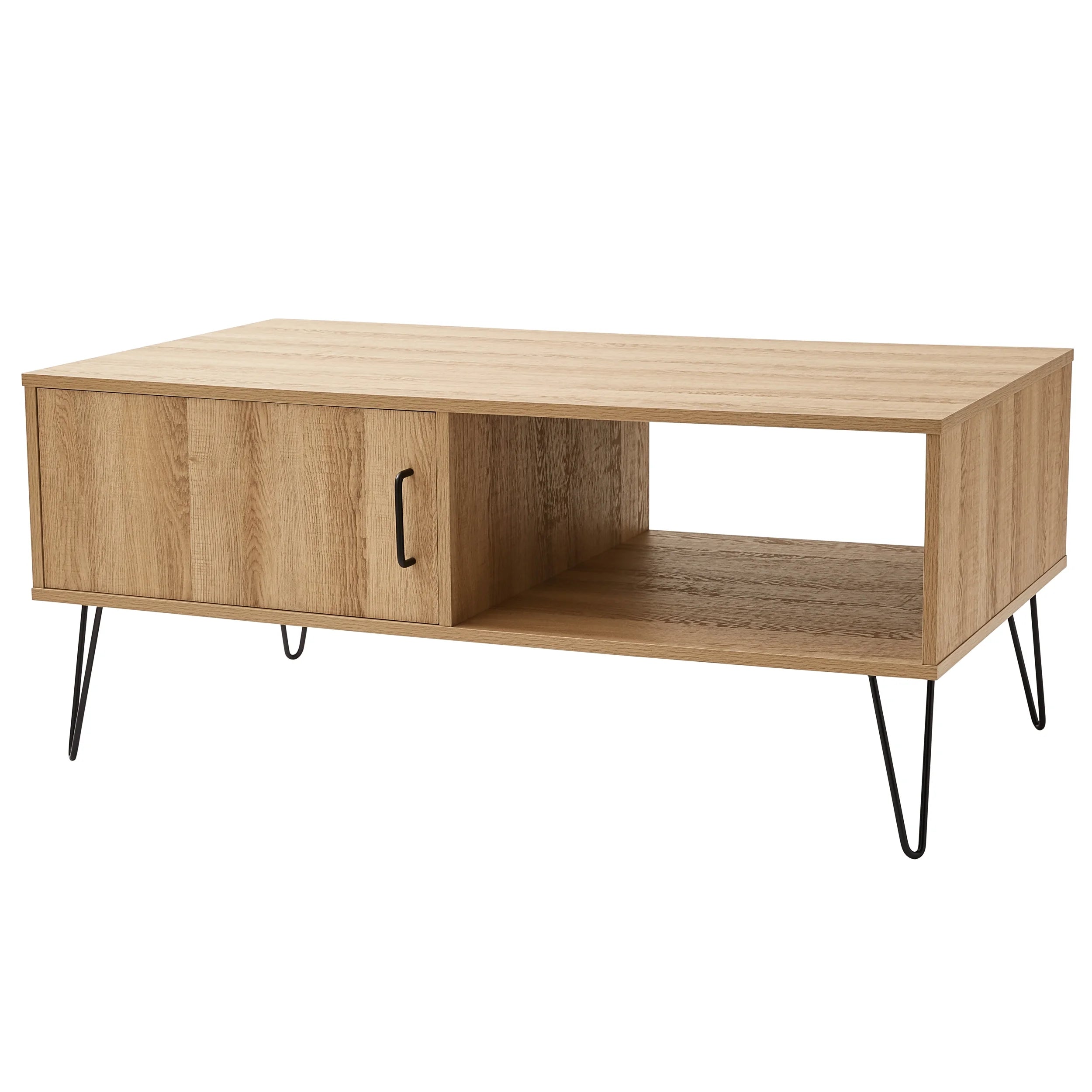 Modern Hairpin Rectangle Coffee Table, Oak
