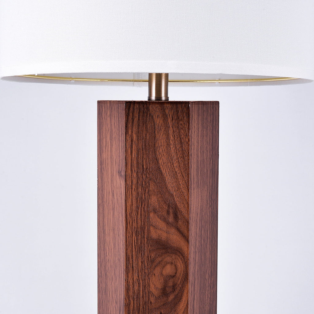26" Modern Wood Table Lamp with Oatmeal Linen Shade, Brown Wood Base, E26 Socket, ON/OFF Switch, Aesthetic, Minimalist Bedside Accent Lamp(Bulbs Not Included)