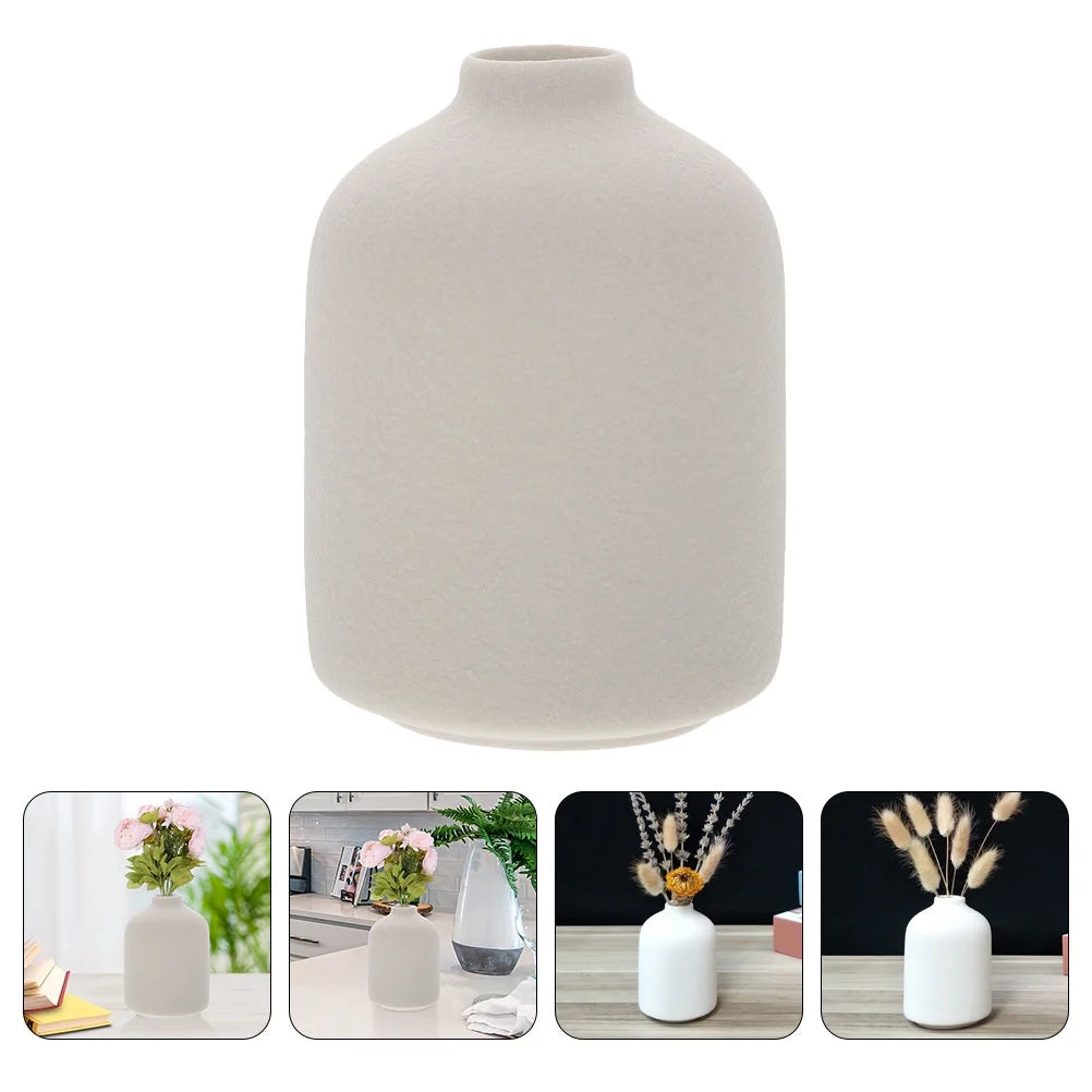 RENACLIPY Zen Style Ceramic Vase for Home and Garden White Pottery Floral Container