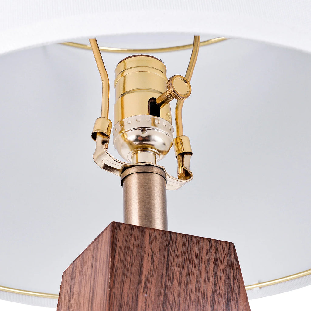 29" Modern Wood Table Lamp with White Linen Shade, Brown Wood Base, E26 Socket, ON/OFF Switch, Aesthetic, Minimalist Bedside Accent Lamp(Bulbs Not Included)