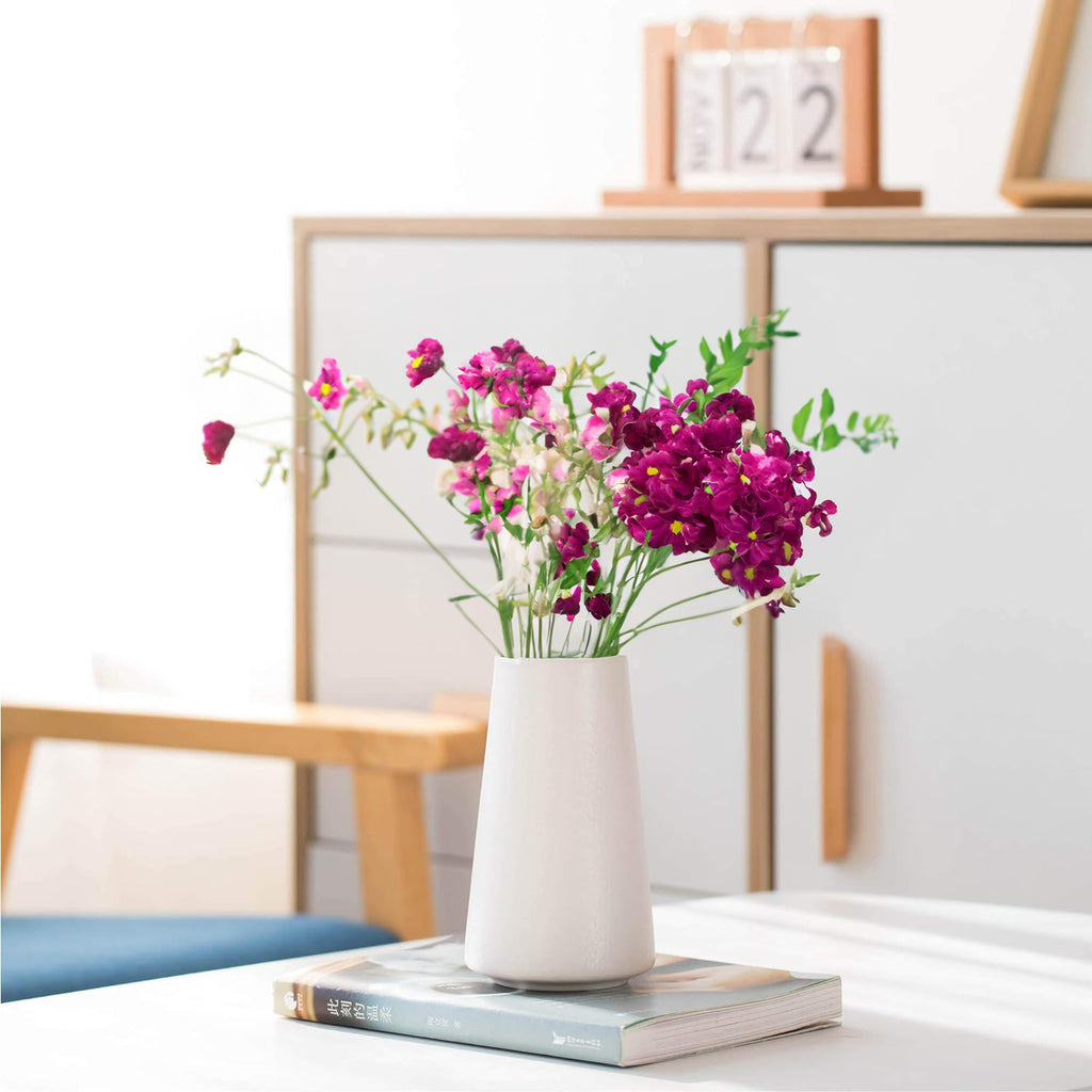 6 Inch White Flower Vase White Vase Small Ceramic Vase for Flowers Vases for Table Shelf Home Decor Wedding Pampas Grass