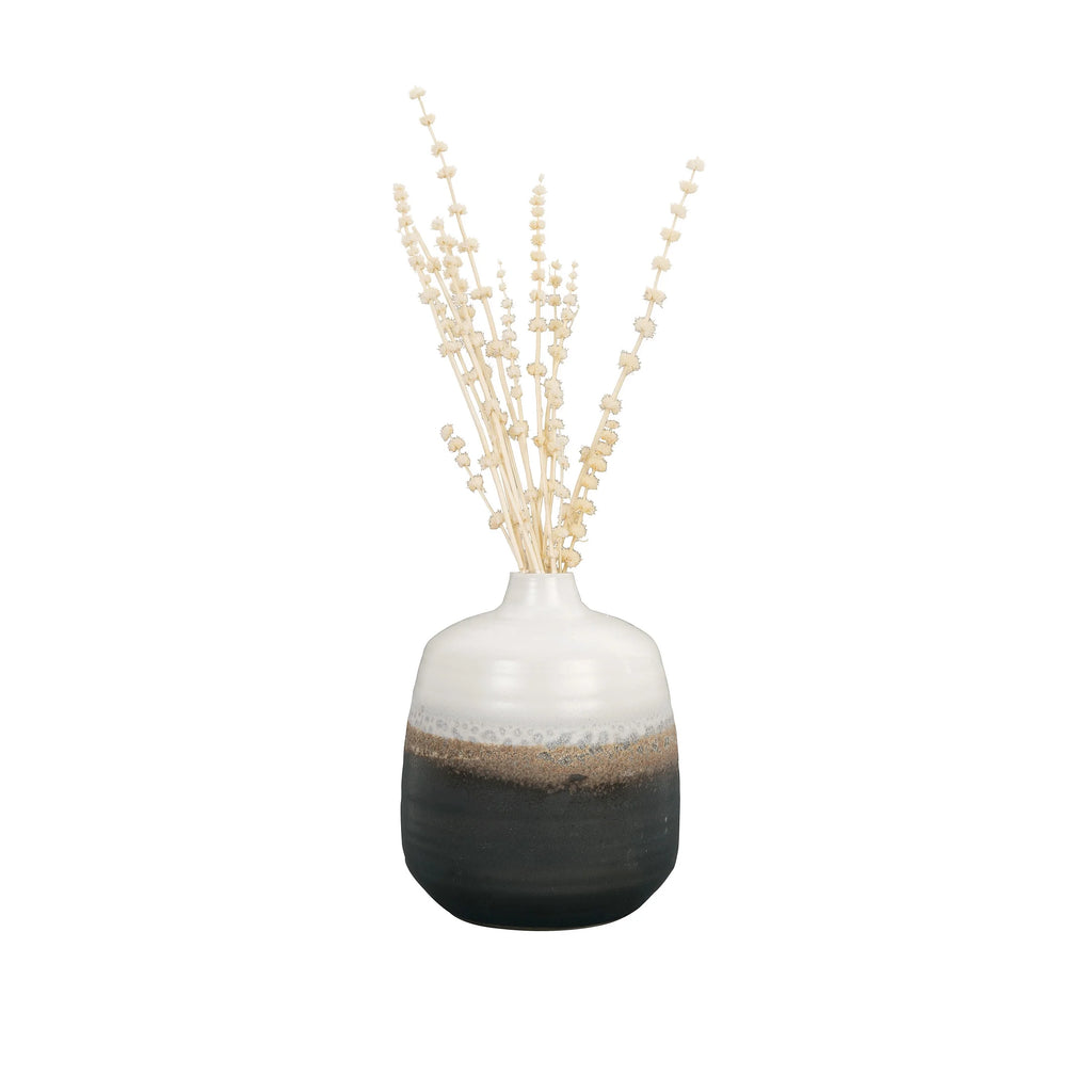 Ombré Ceramic Vase with Reactive Glaze, Black and White
