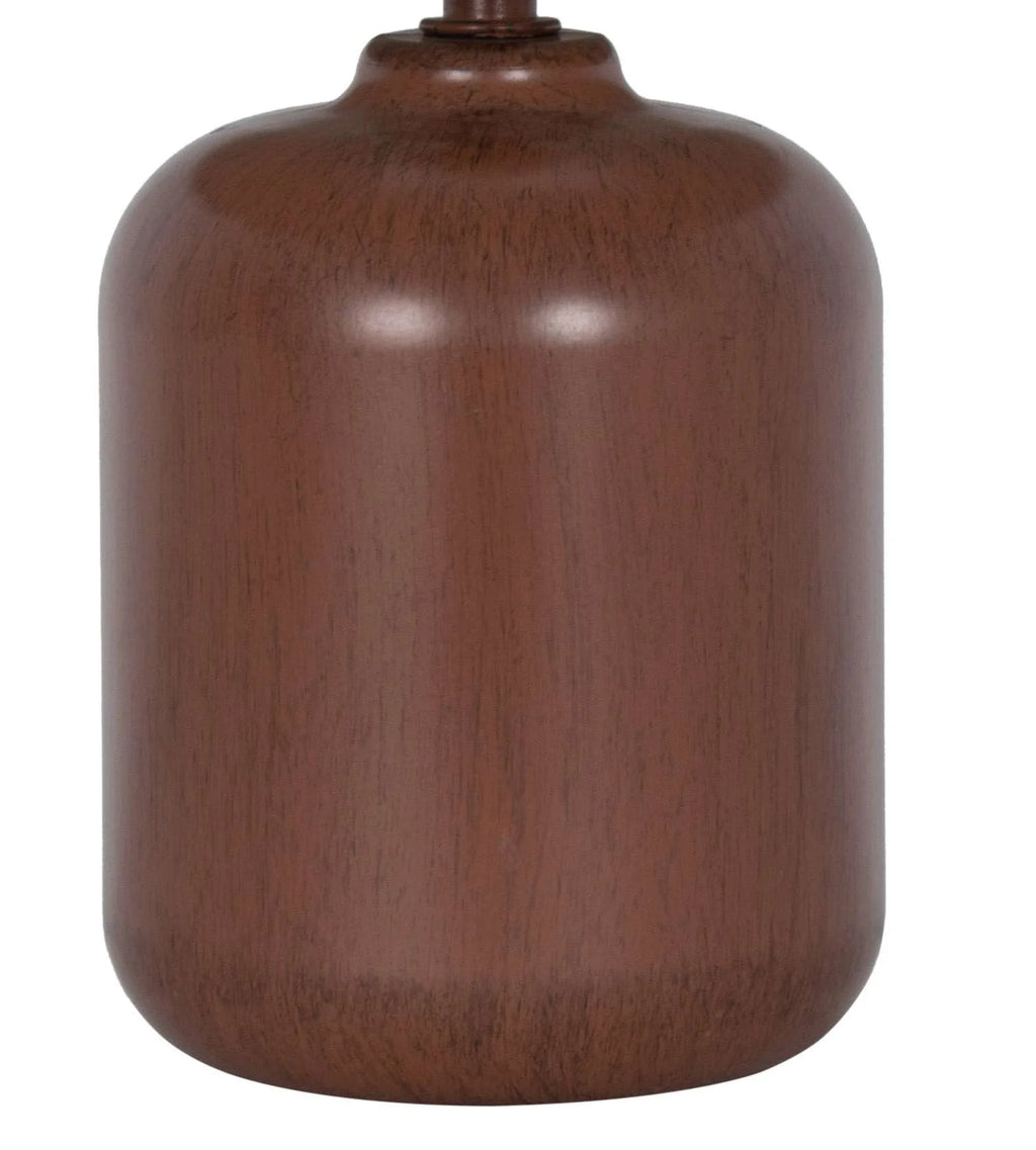 12.75” Traditional Faux Wood Table Lamp with Oatmeal Linen Shade