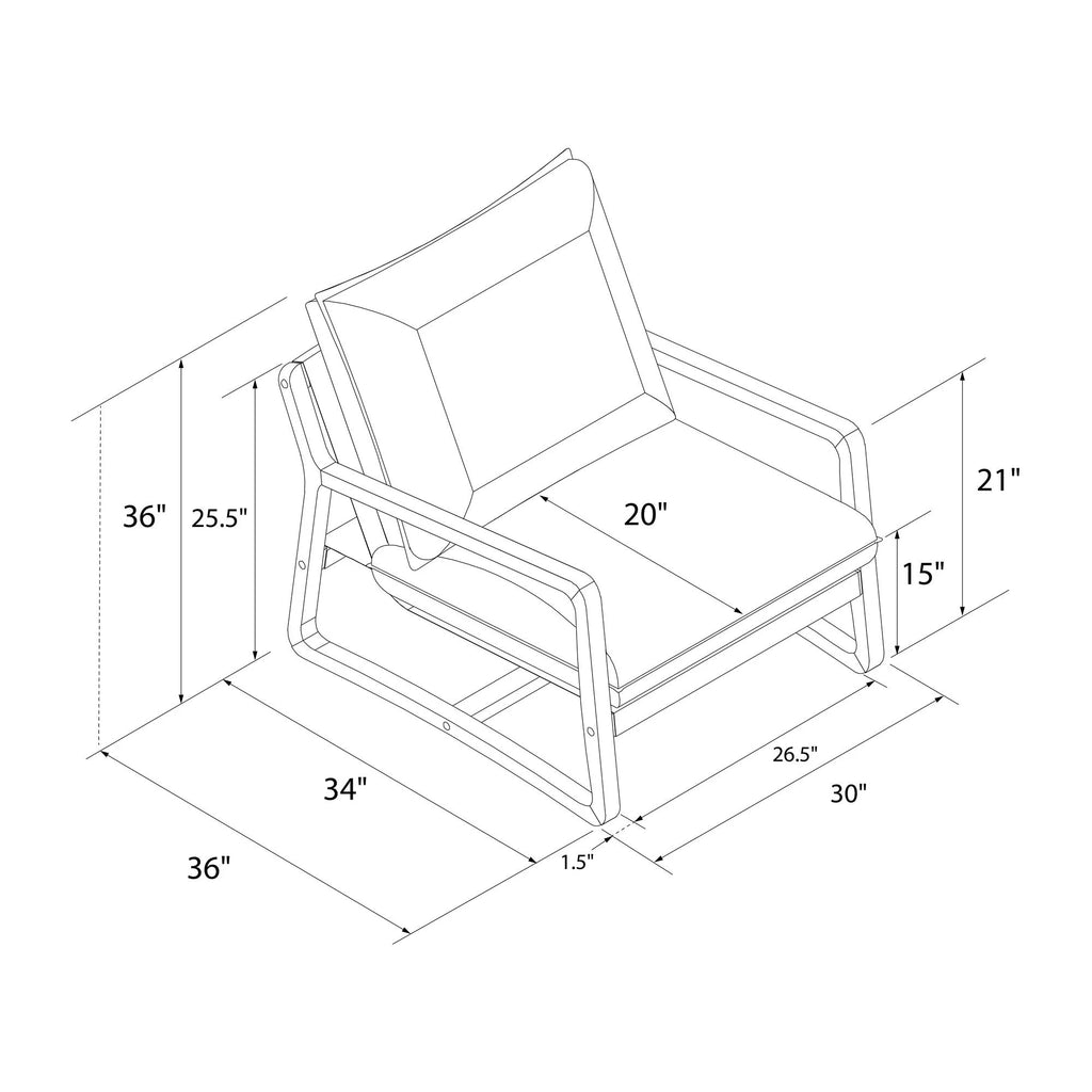 Wooden Ezra Sling Accent Chair, Gray Linen