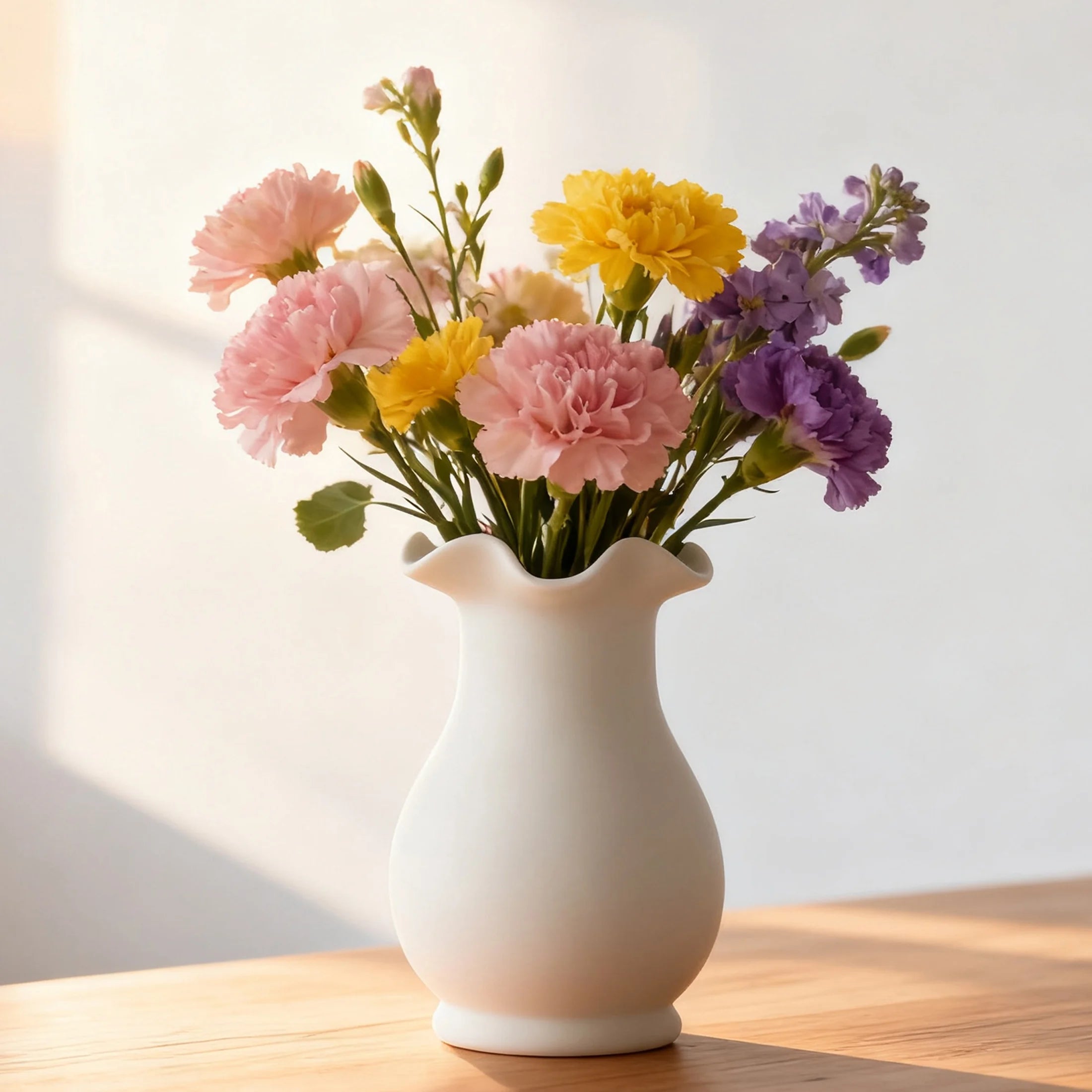 White Vase for House Table Decor Small Ceramic Vase for Flowers Home Tabletop Decoration Decorative Vases for Bouquet