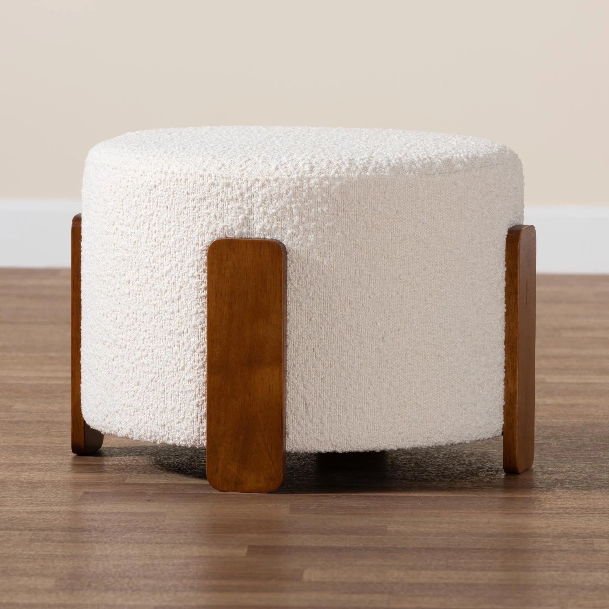 Finlay Japandi Footstool, One Size, Walnut Brown