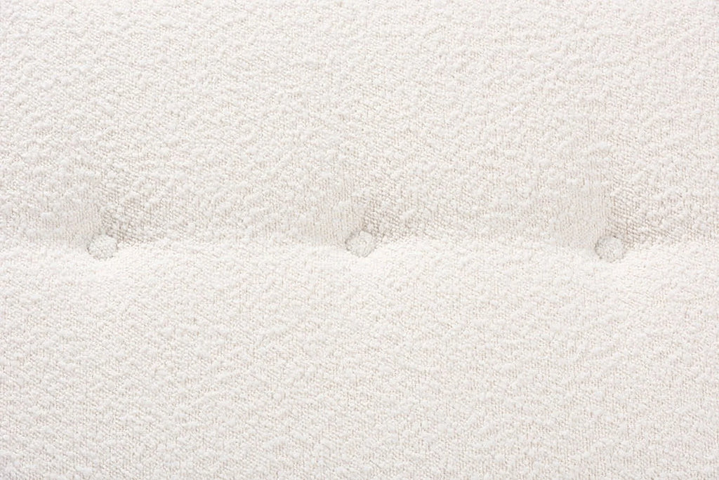 Theo Japandi Cream Boucle Fabric and Walnut Brown Finished Wood Bench