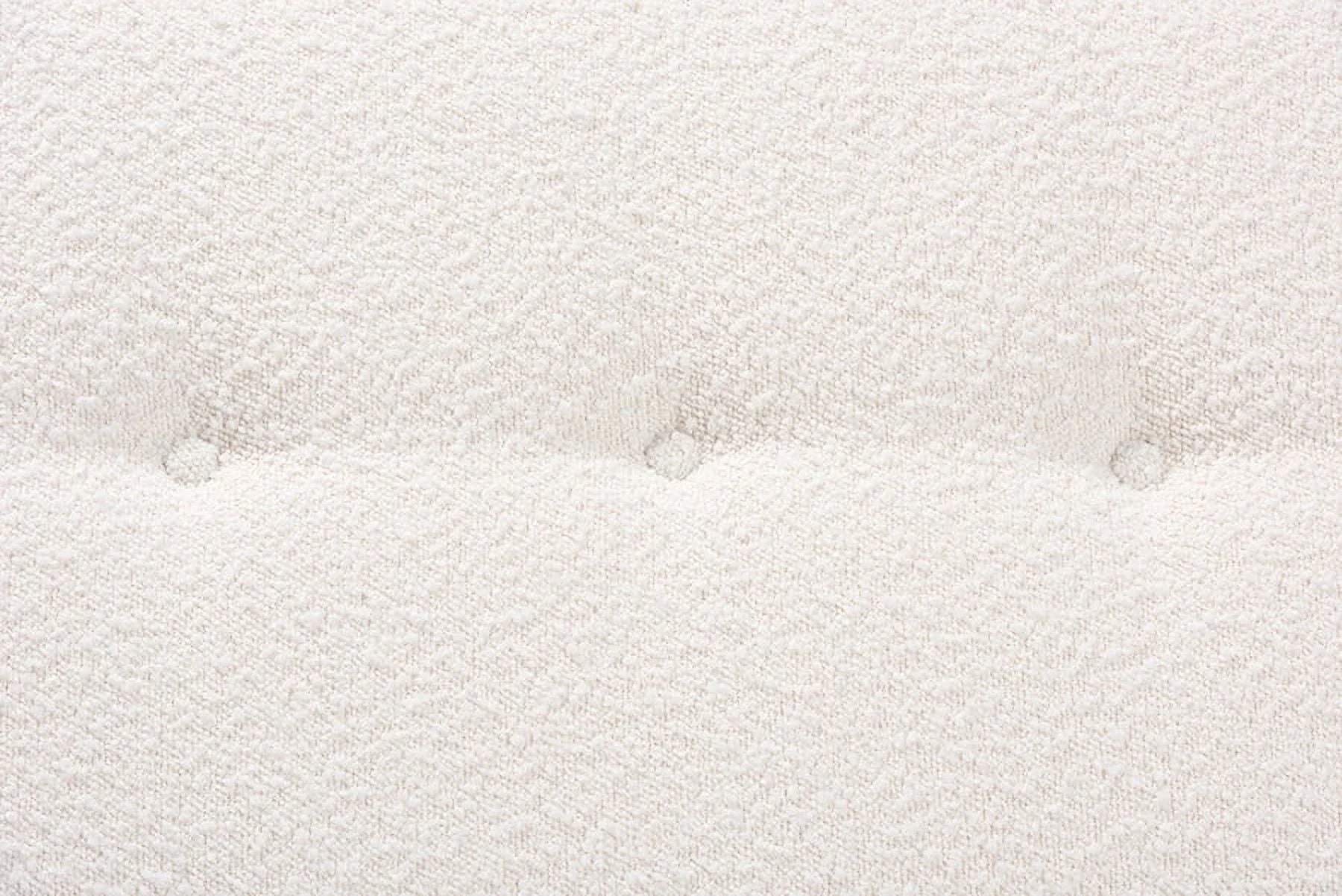 Theo Japandi Cream Boucle Fabric and Walnut Brown Finished Wood Bench