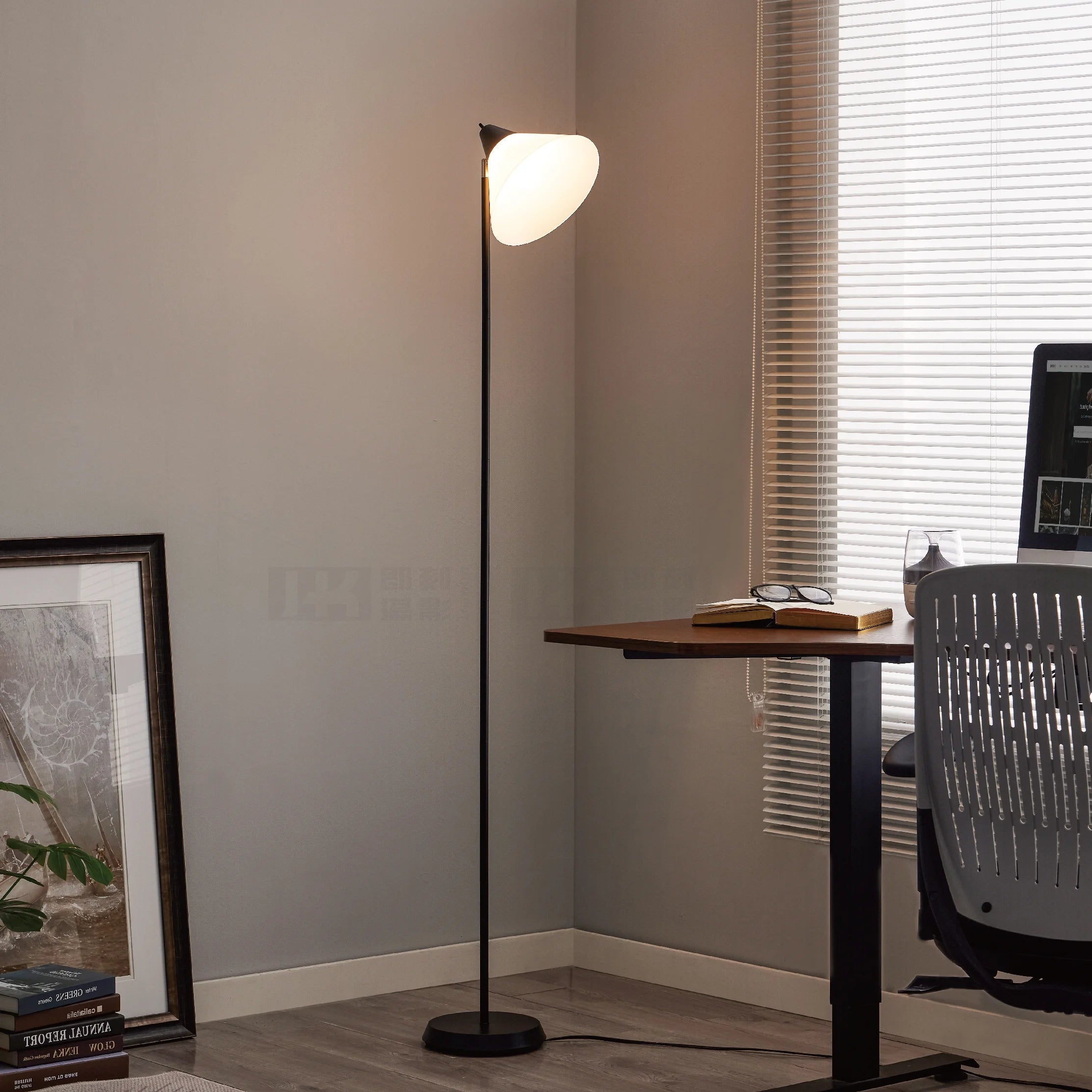 Floor Lamp Standing Light,Pole Lamps for Living Room, Adjustable Head Arcylic Shade Floor Light Black