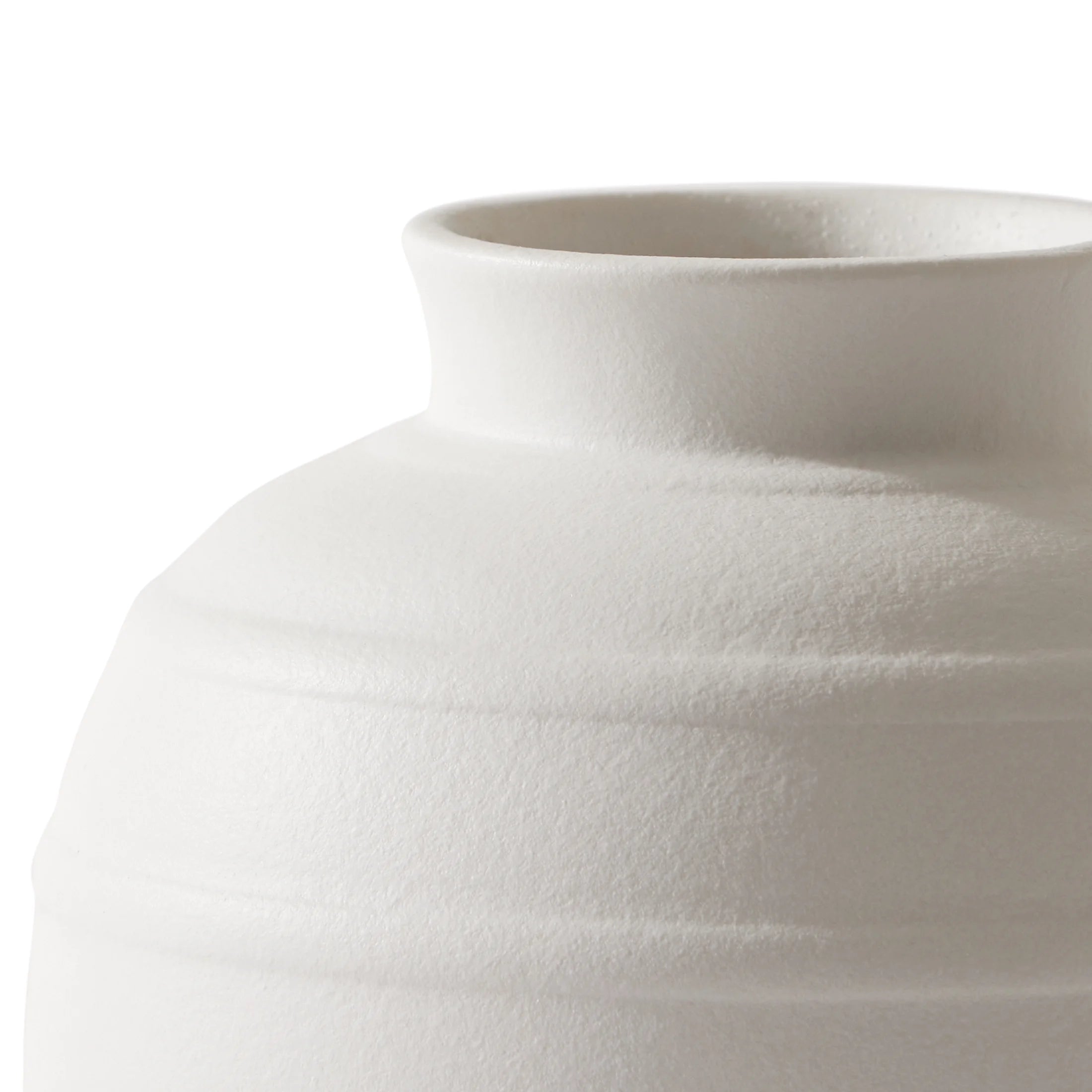 White 8-Inch Textured Ribbed Ceramic Vase