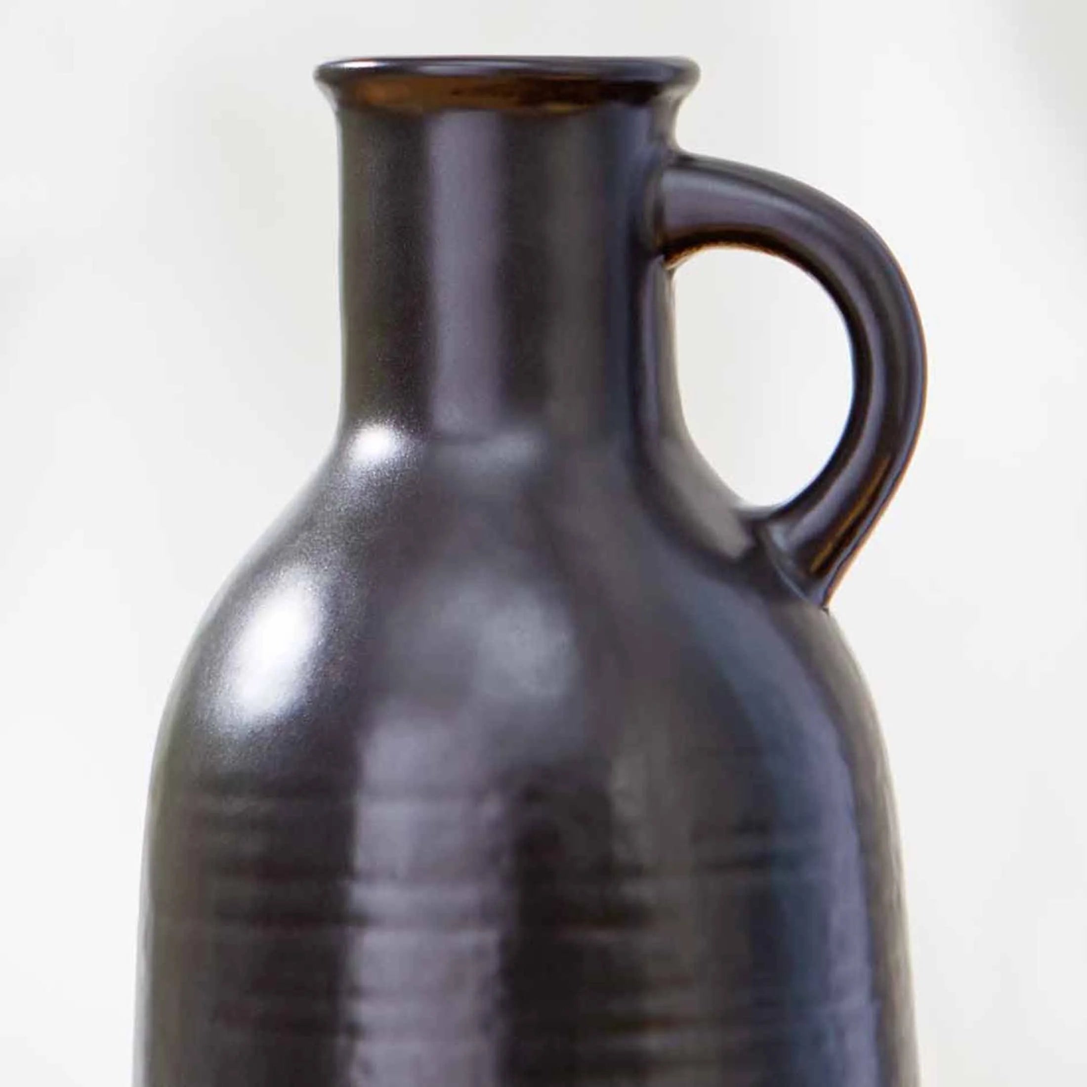 8" Black Ceramic Jug Vase