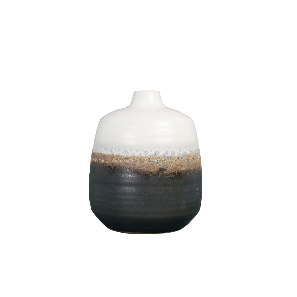 Ombré Ceramic Vase with Reactive Glaze, Black and White