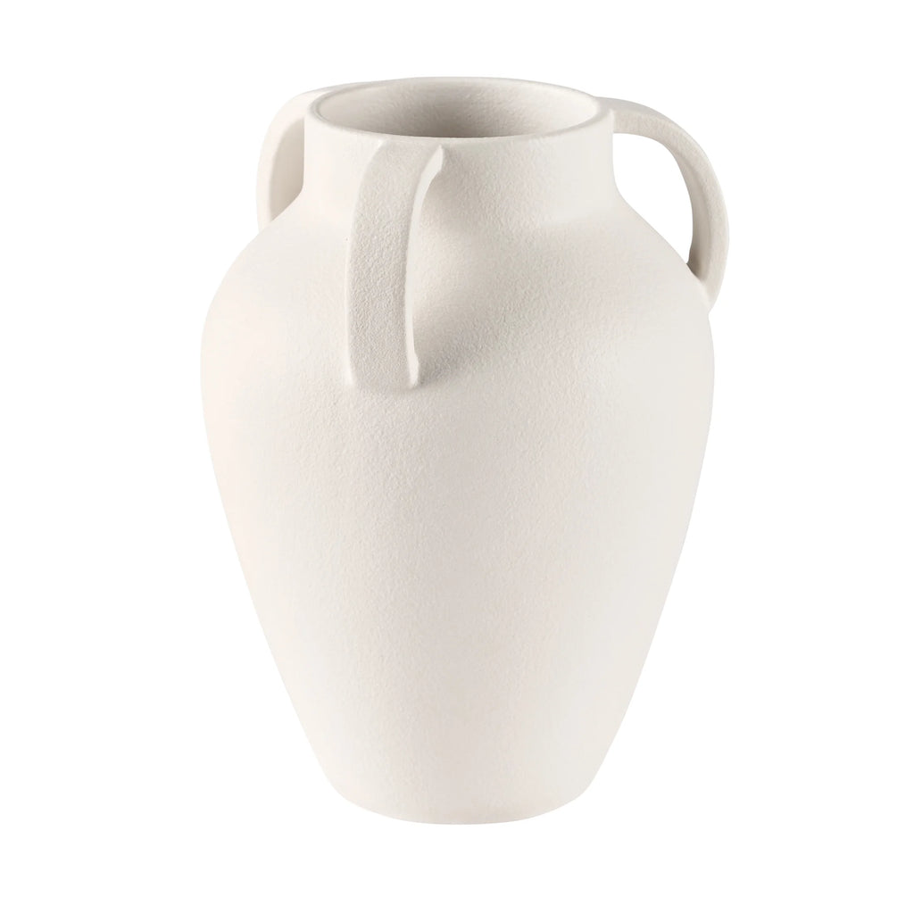 9.8" White Handled Ceramic Vase