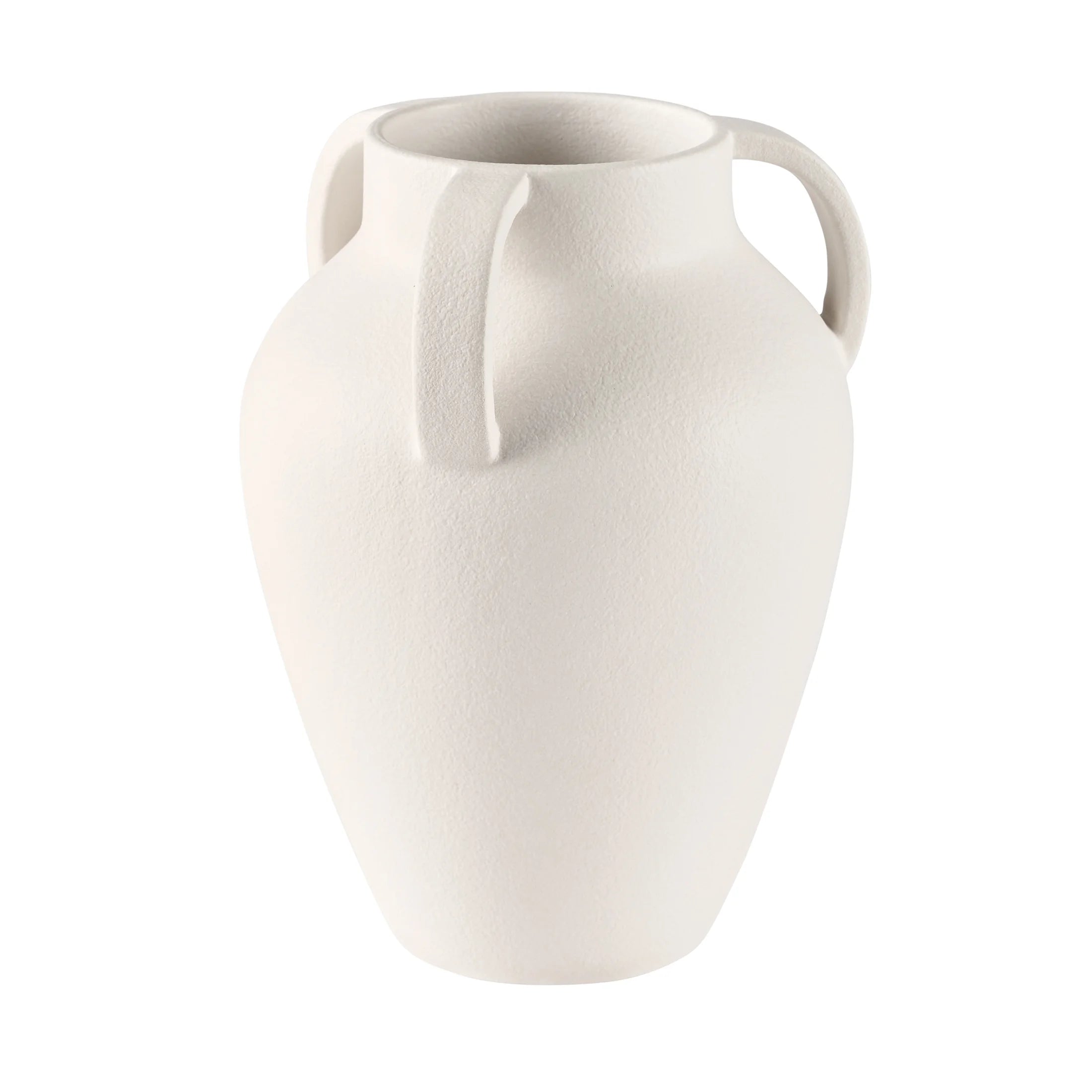 9.8" White Handled Ceramic Vase