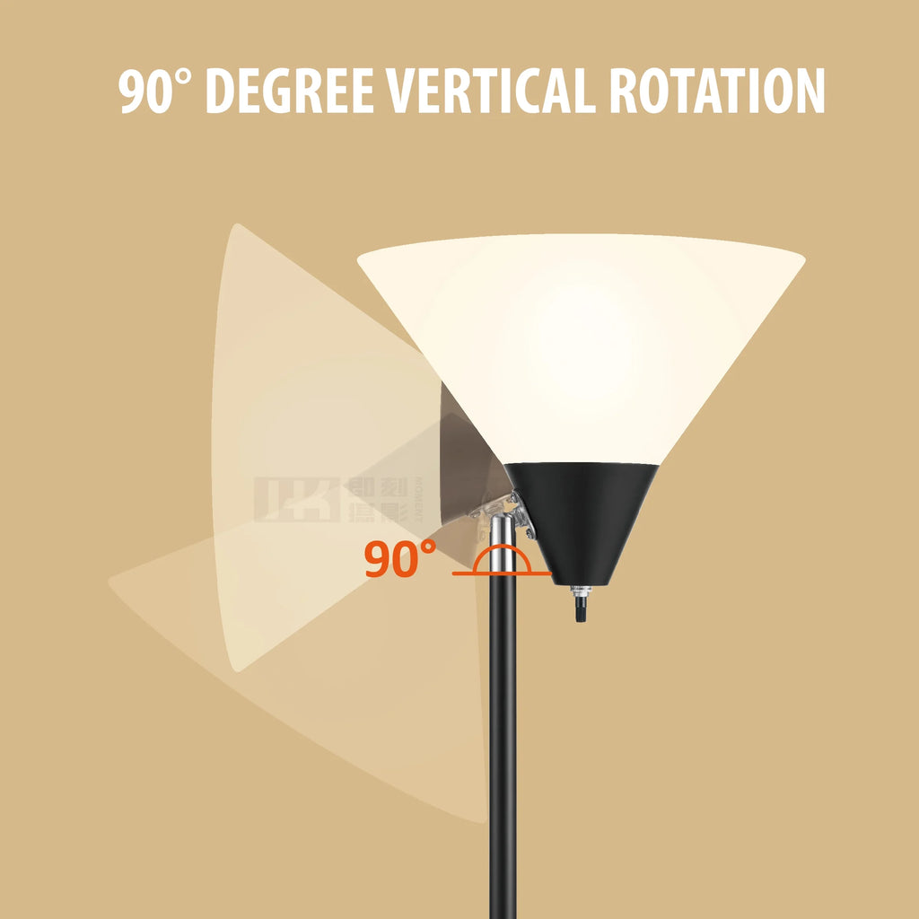 Floor Lamp Standing Light,Pole Lamps for Living Room, Adjustable Head Arcylic Shade Floor Light Black