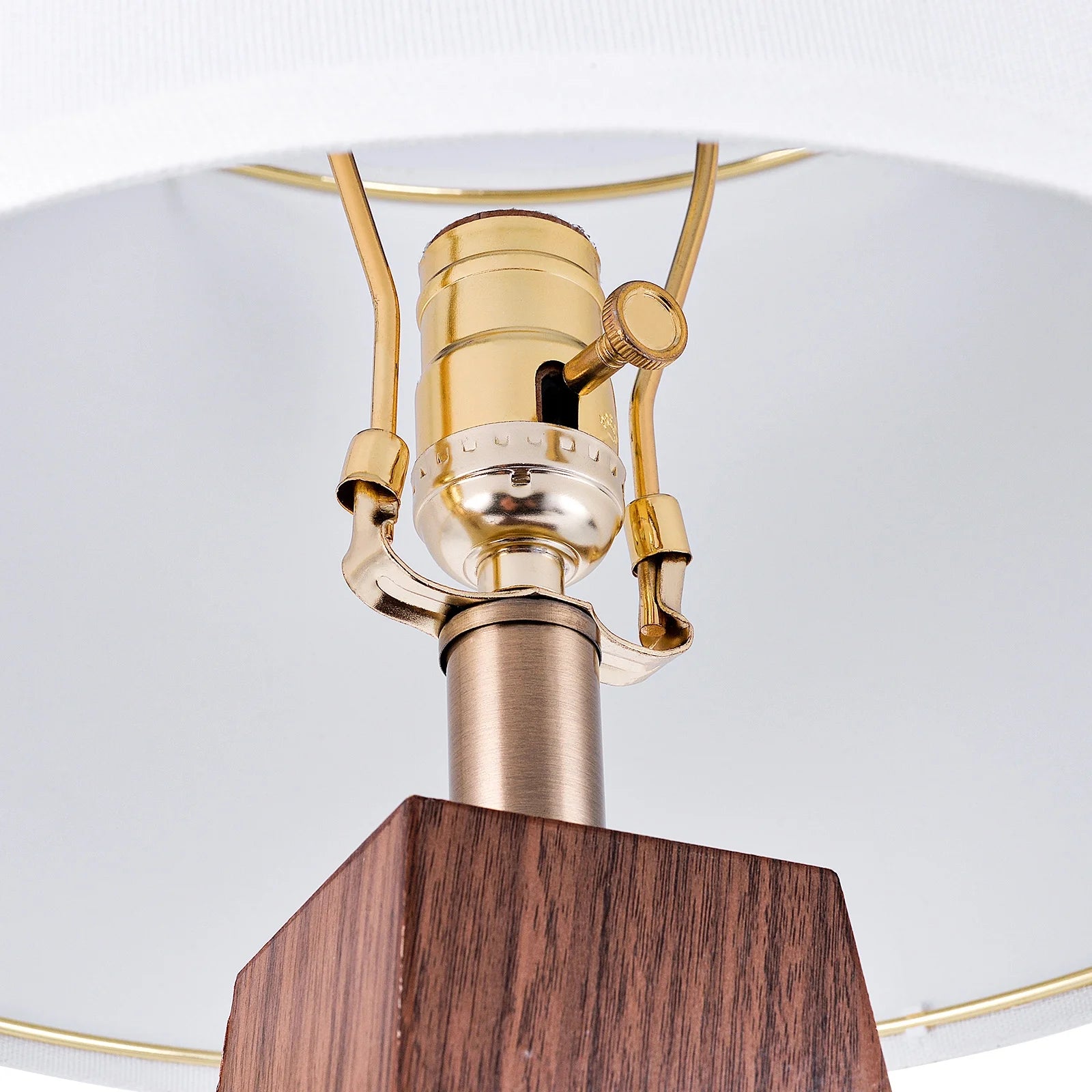 26" Modern Wood Table Lamp with Oatmeal Linen Shade, Brown Wood Base, E26 Socket, ON/OFF Switch, Aesthetic, Minimalist Bedside Accent Lamp(Bulbs Not Included)