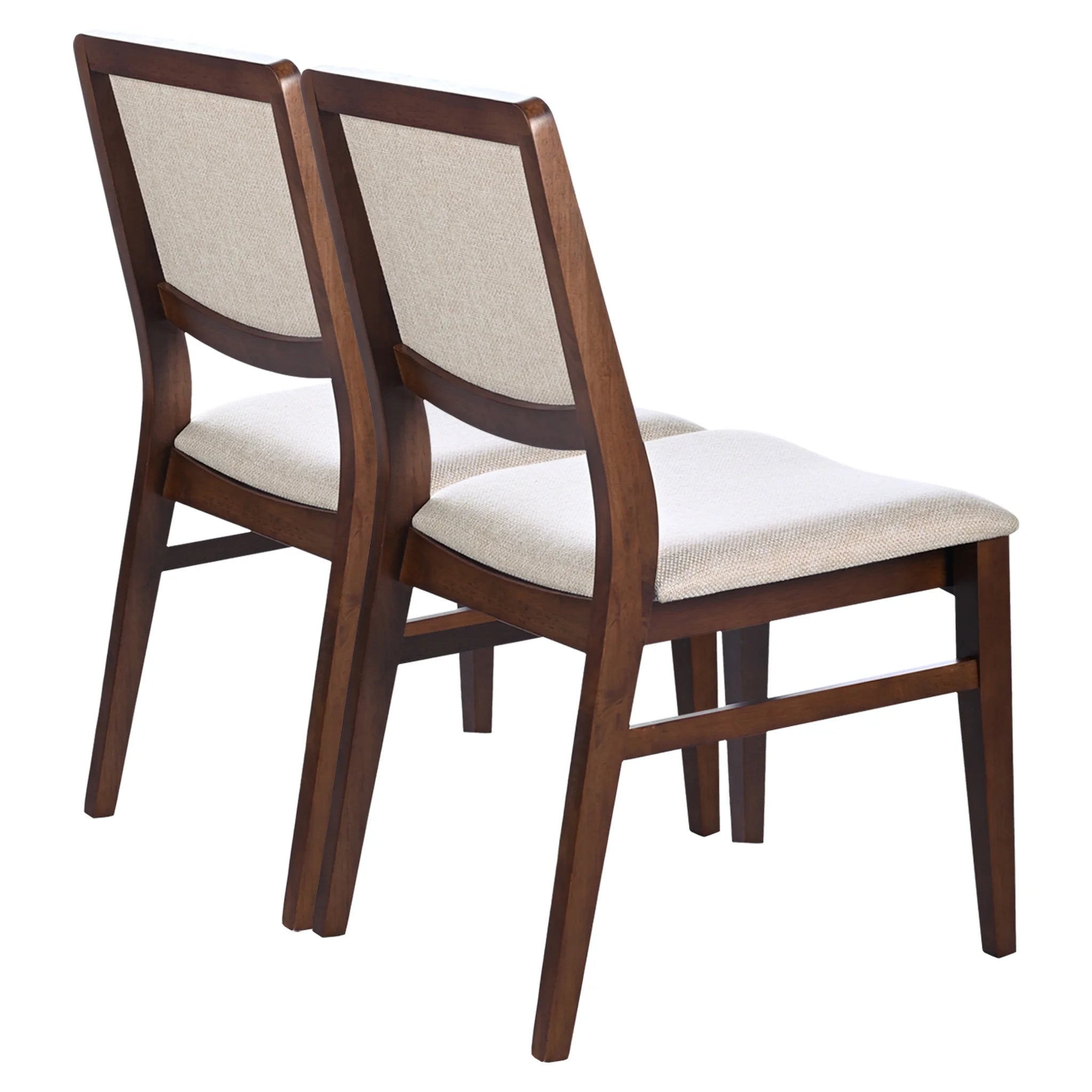 Nami Japandi Style Solid Wood Linen Fabric Upholstered Dining Chair in Beige