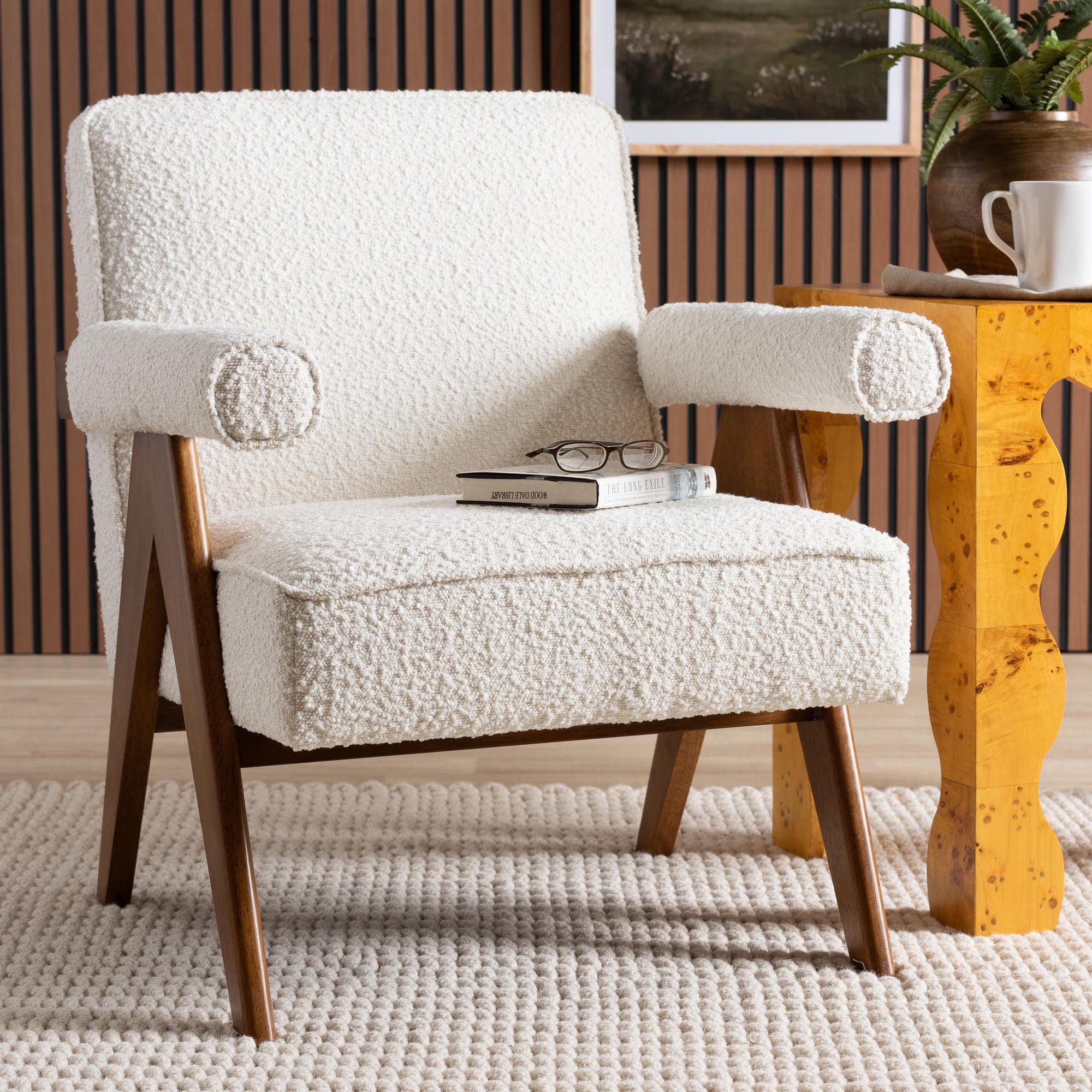 Georgina Japandi Accent Chair, Walnut Brown