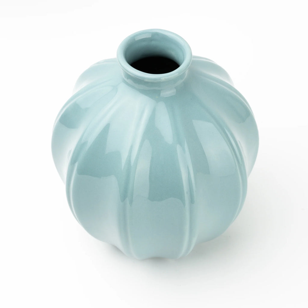 Ceramic Oval Vase, 7.5", Solid Blue