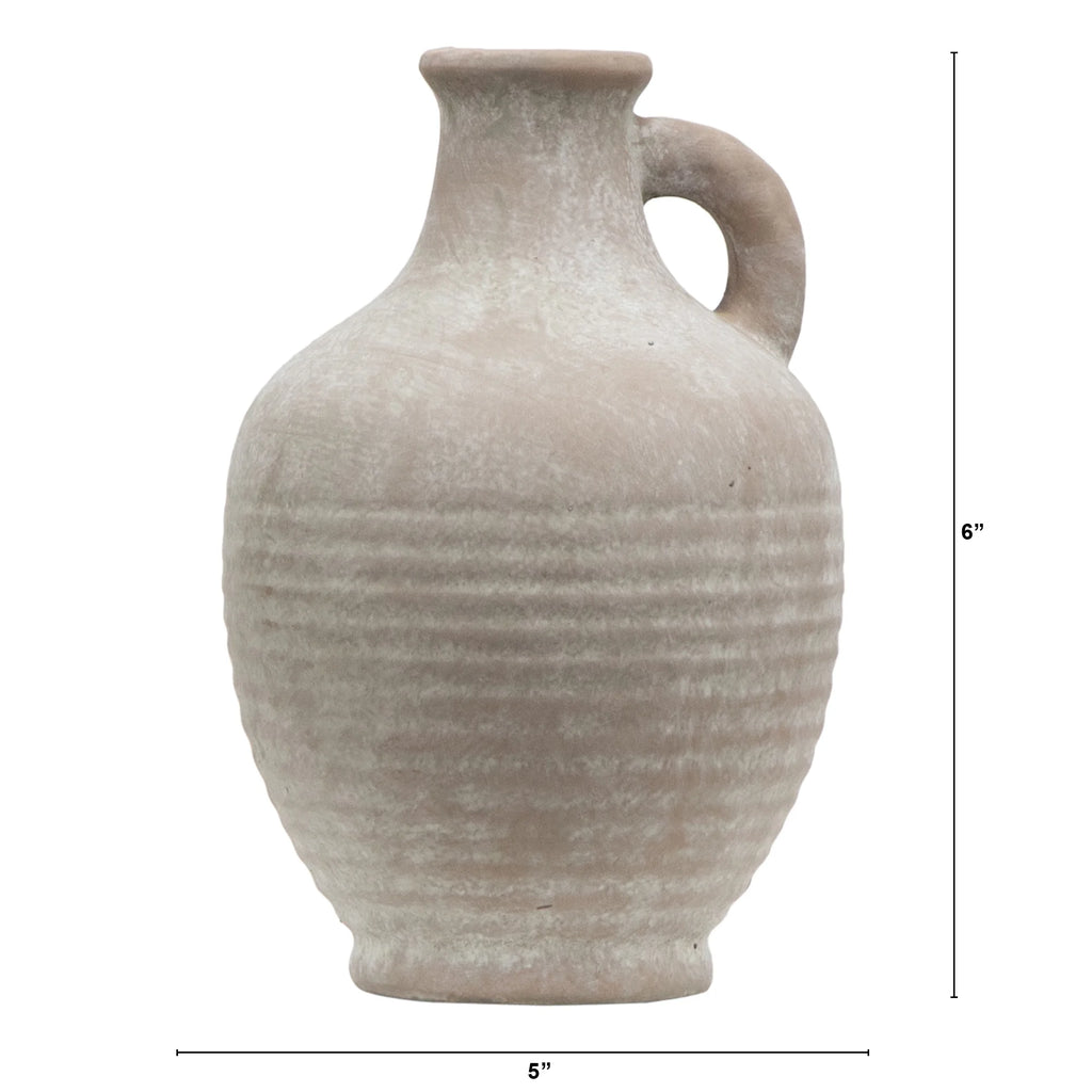 Indoor Ceramic Handled Jug, 7" Brown