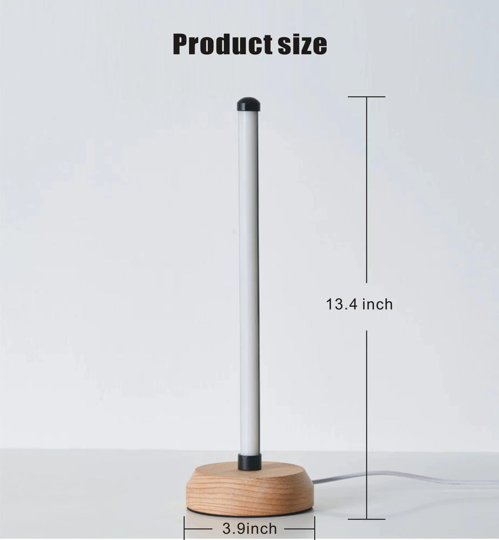 Simple Designs, Wood Base Mini Table Lamp, 13.4" H,Black,3-Color Temperature