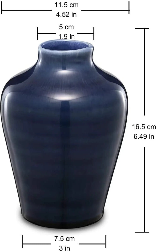 Star Moon Ceramic Small Flower Vase, 6.5" H, Rustic Art Modern Floral Blue Vase for Home Decor, Living Room, Desktop Decoration Vase