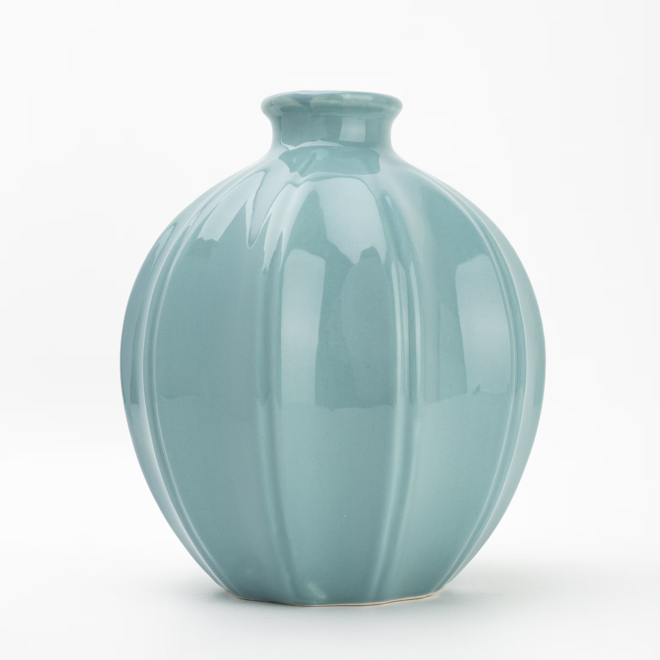 Ceramic Oval Vase, 7.5", Solid Blue