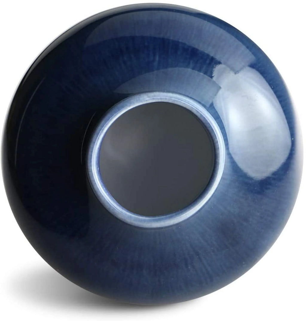 Star Moon Ceramic Small Flower Vase, 6.5" H, Rustic Art Modern Floral Blue Vase for Home Decor, Living Room, Desktop Decoration Vase