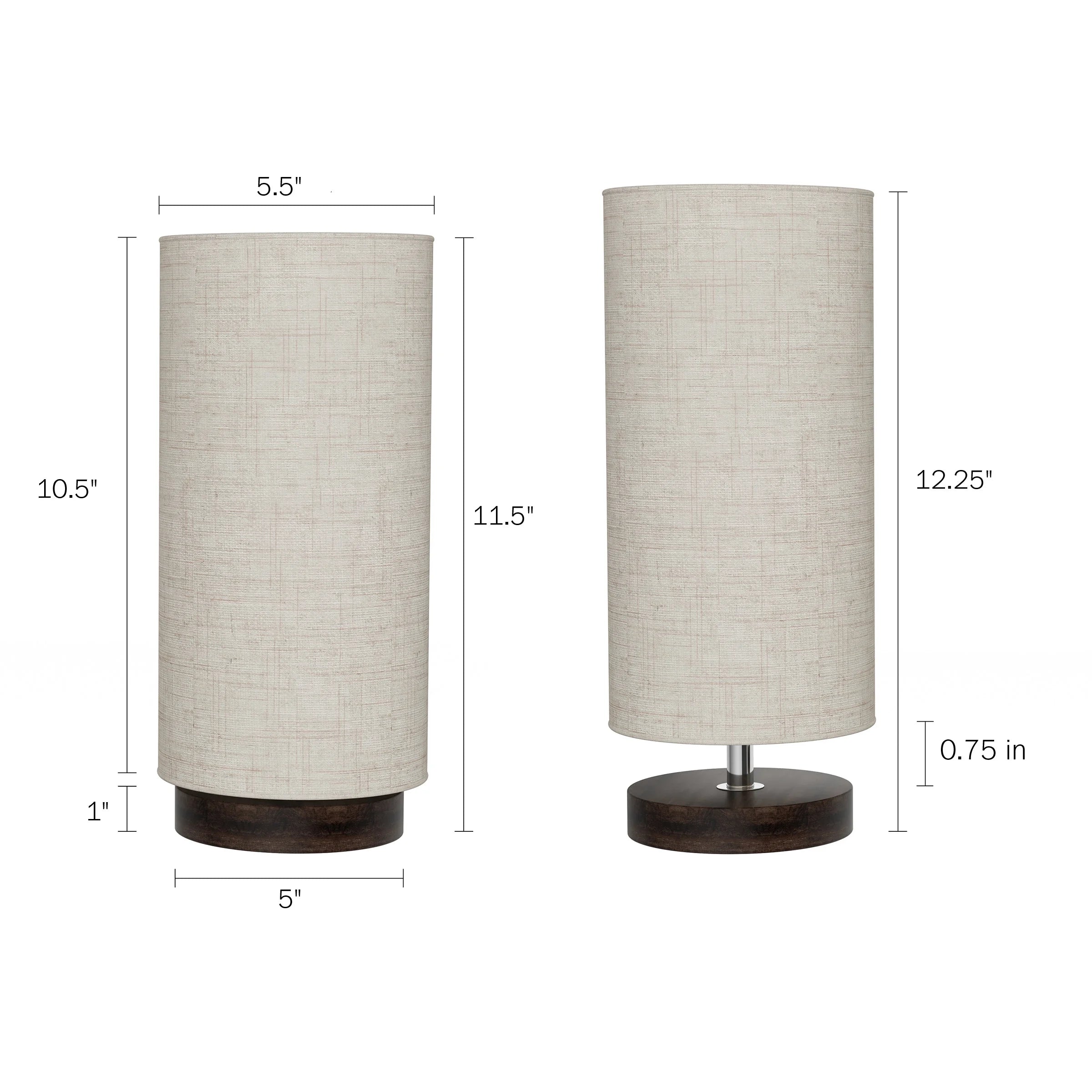 Cylinder Lamp with Wood Base-Modern Light with LED Bulb Included Adjustable Height
