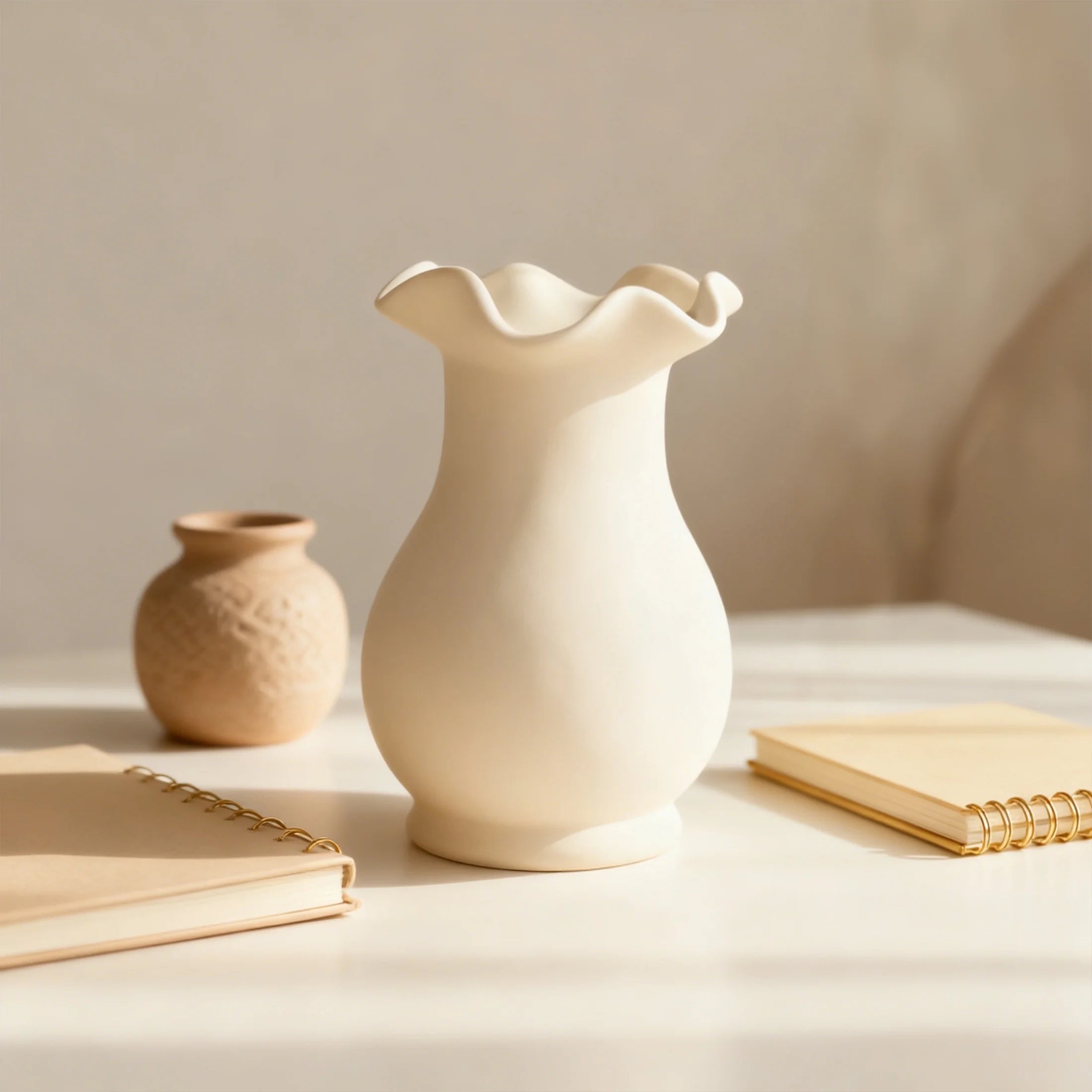 White Vase for House Table Decor Small Ceramic Vase for Flowers Home Tabletop Decoration Decorative Vases for Bouquet