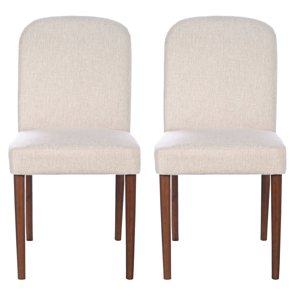 Minka Japandi Style Solid Wood Beige Fabric Upholstered Comfort Dining Chair
