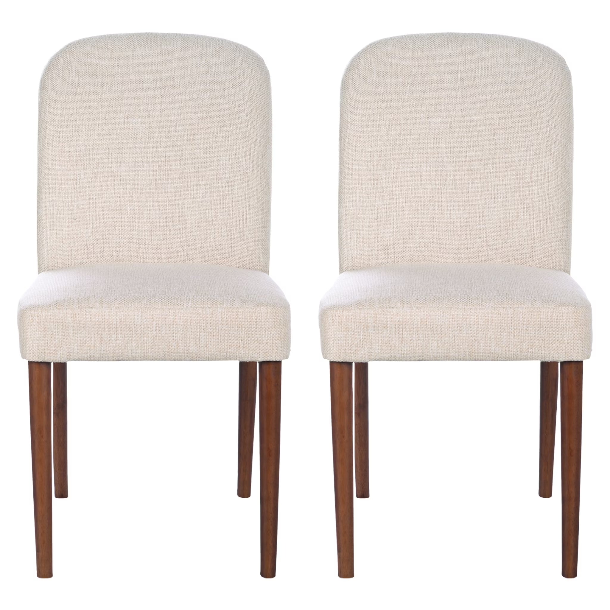 Minka Japandi Style Solid Wood Beige Fabric Upholstered Comfort Dining Chair