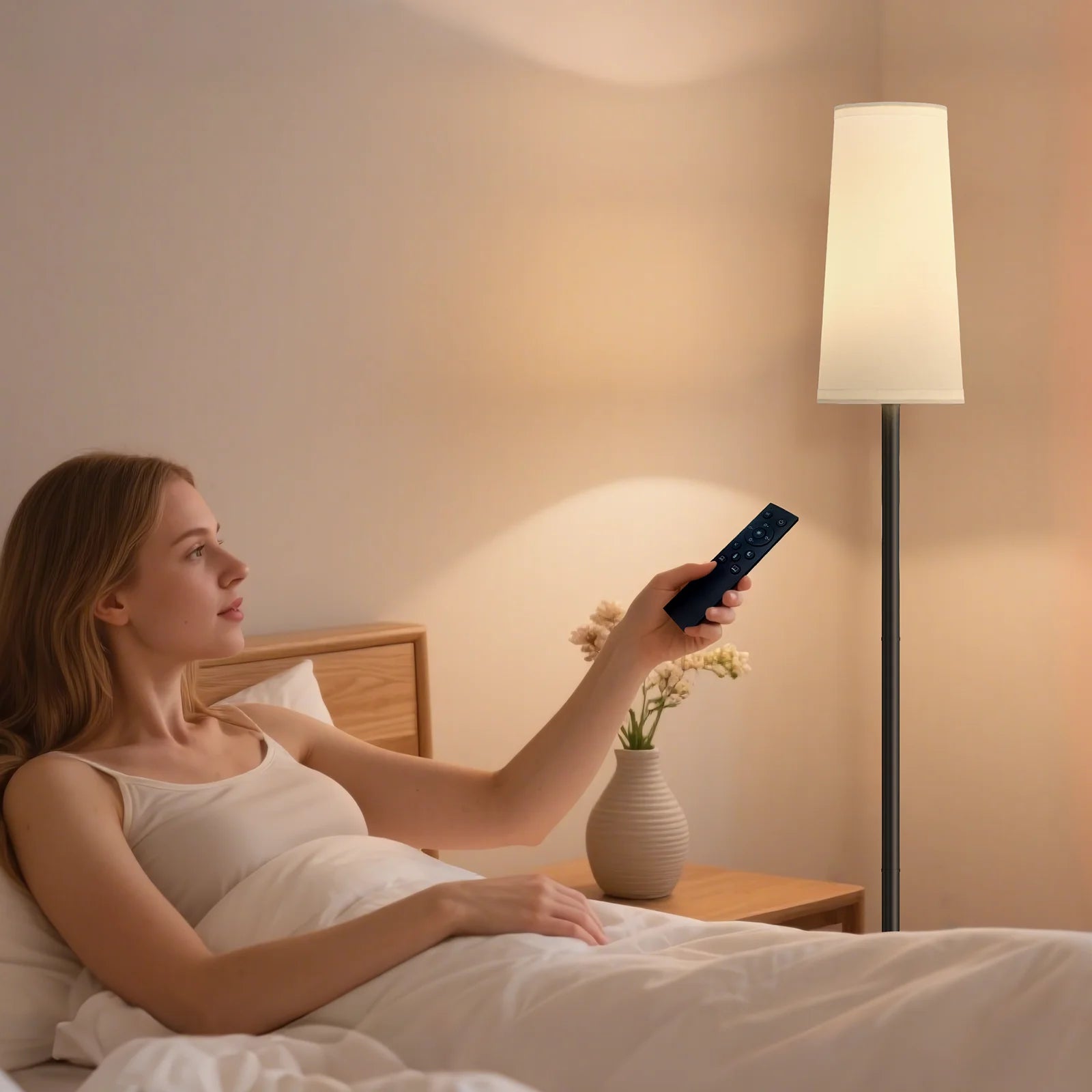 66" Floor Lamps for Living Room with Remote Control 3 Color Temperature Dimmable Standing Lamp Tall Pole Lamps for Bedroom, Office,Black,Bulb Included