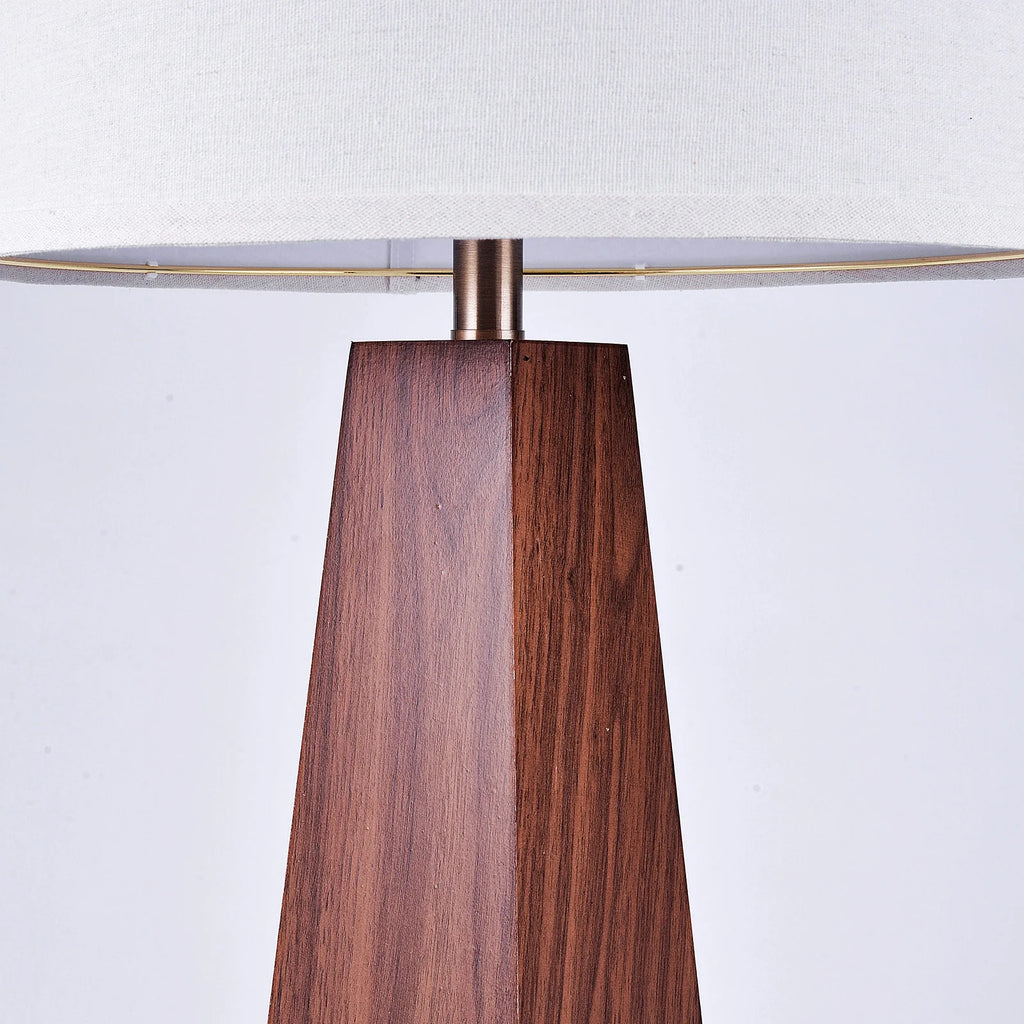 29" Modern Wood Table Lamp with White Linen Shade, Brown Wood Base, E26 Socket, ON/OFF Switch, Aesthetic, Minimalist Bedside Accent Lamp(Bulbs Not Included)