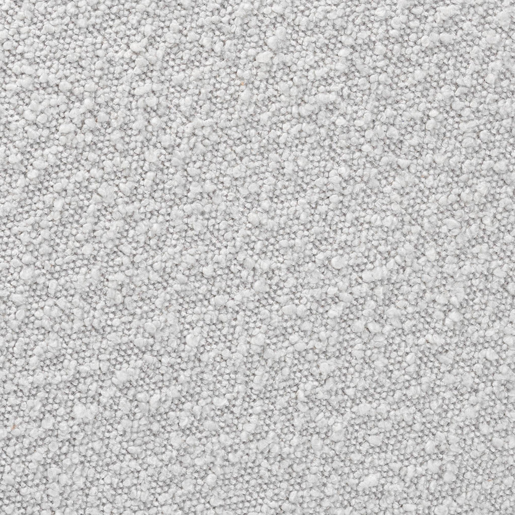 Fisk Japandi Light Grey Boucle Fabric and Walnut Brown Finished Wood Ottoman Footstool