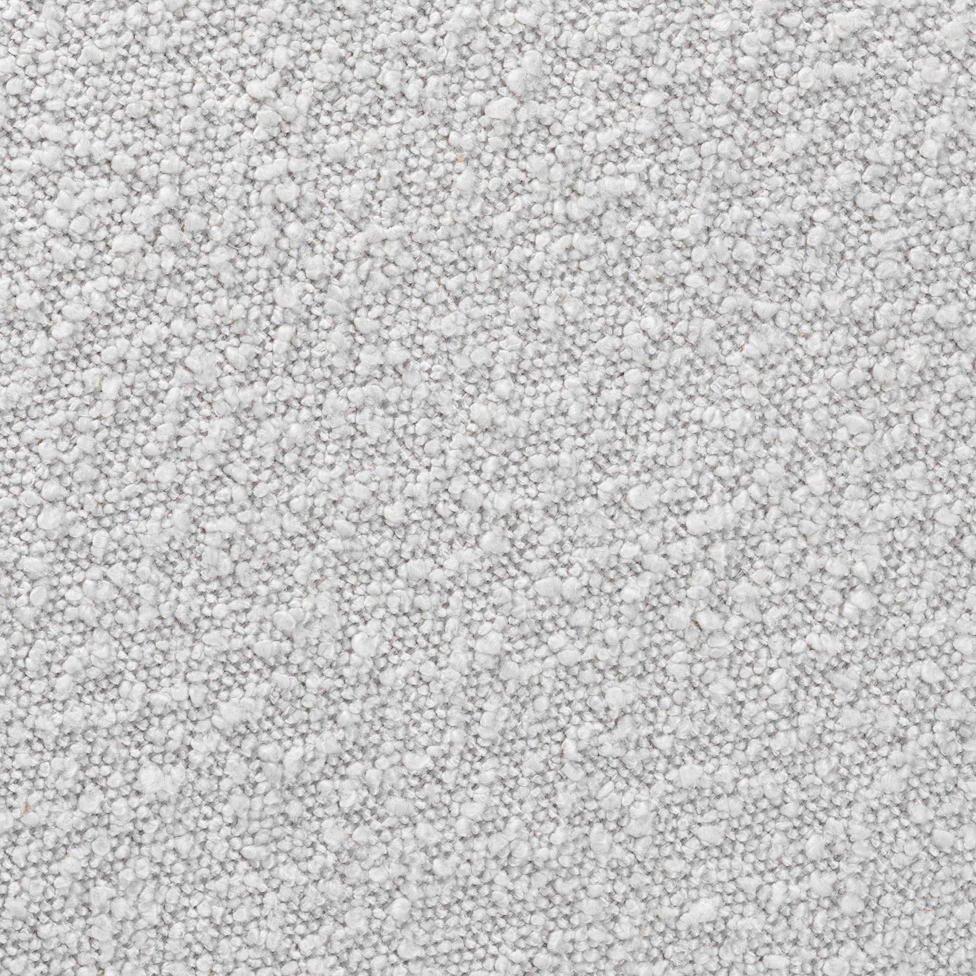 Fisk Japandi Light Grey Boucle Fabric and Walnut Brown Finished Wood Ottoman Footstool