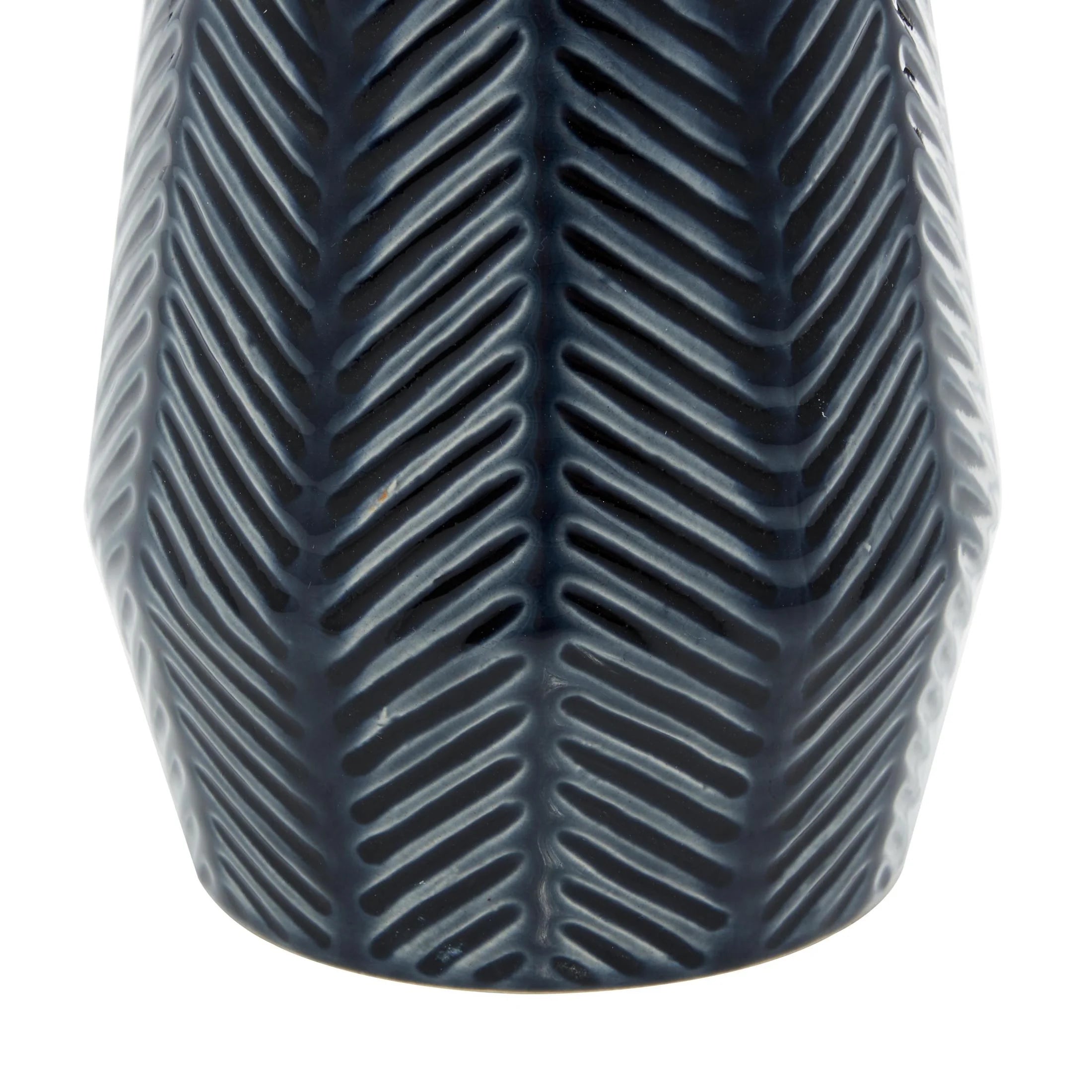 11", 8"H Handmade Chevron Dark Blue Ceramic Vase, Set of 2