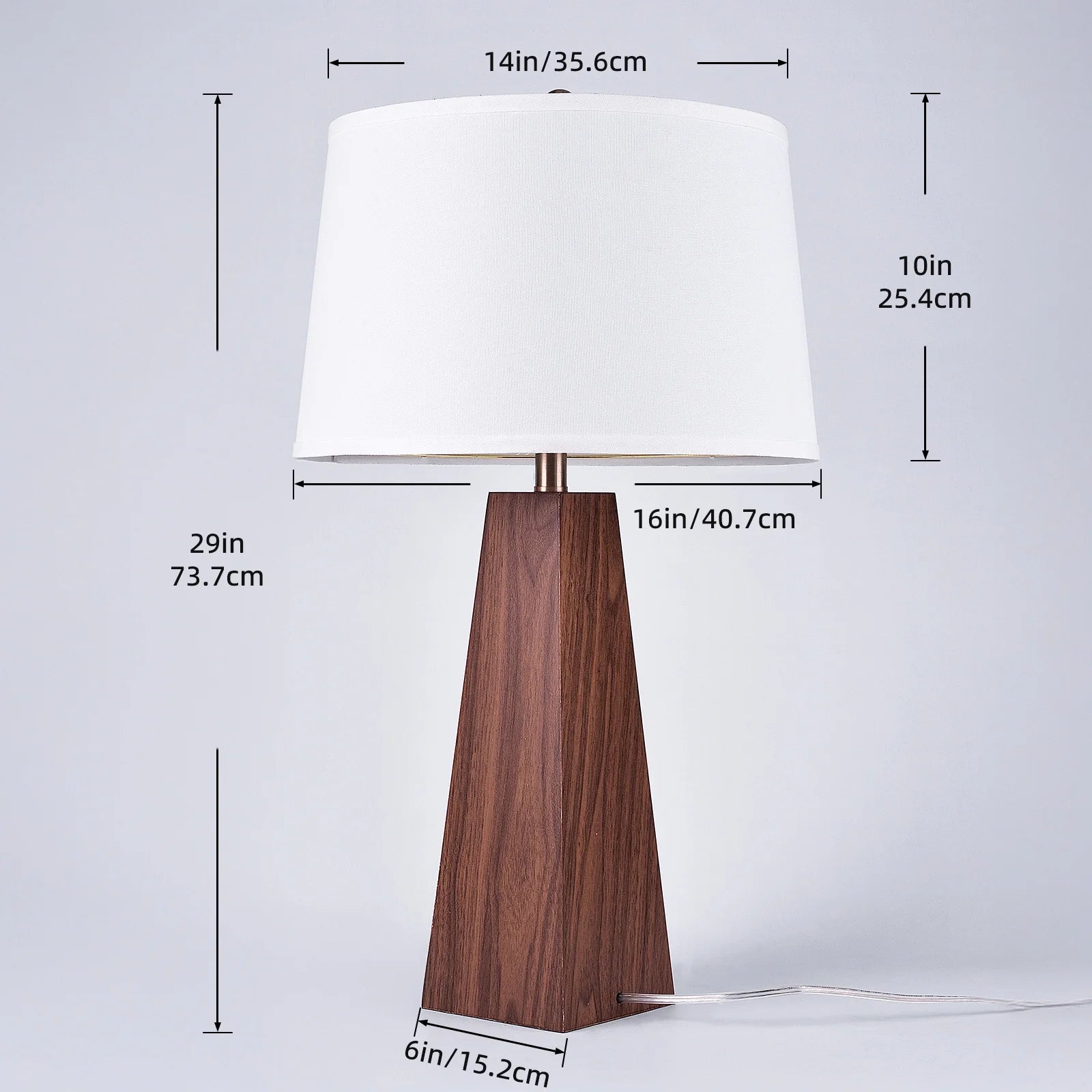 29" Modern Wood Table Lamp with White Linen Shade, Brown Wood Base, E26 Socket, ON/OFF Switch, Aesthetic, Minimalist Bedside Accent Lamp(Bulbs Not Included)