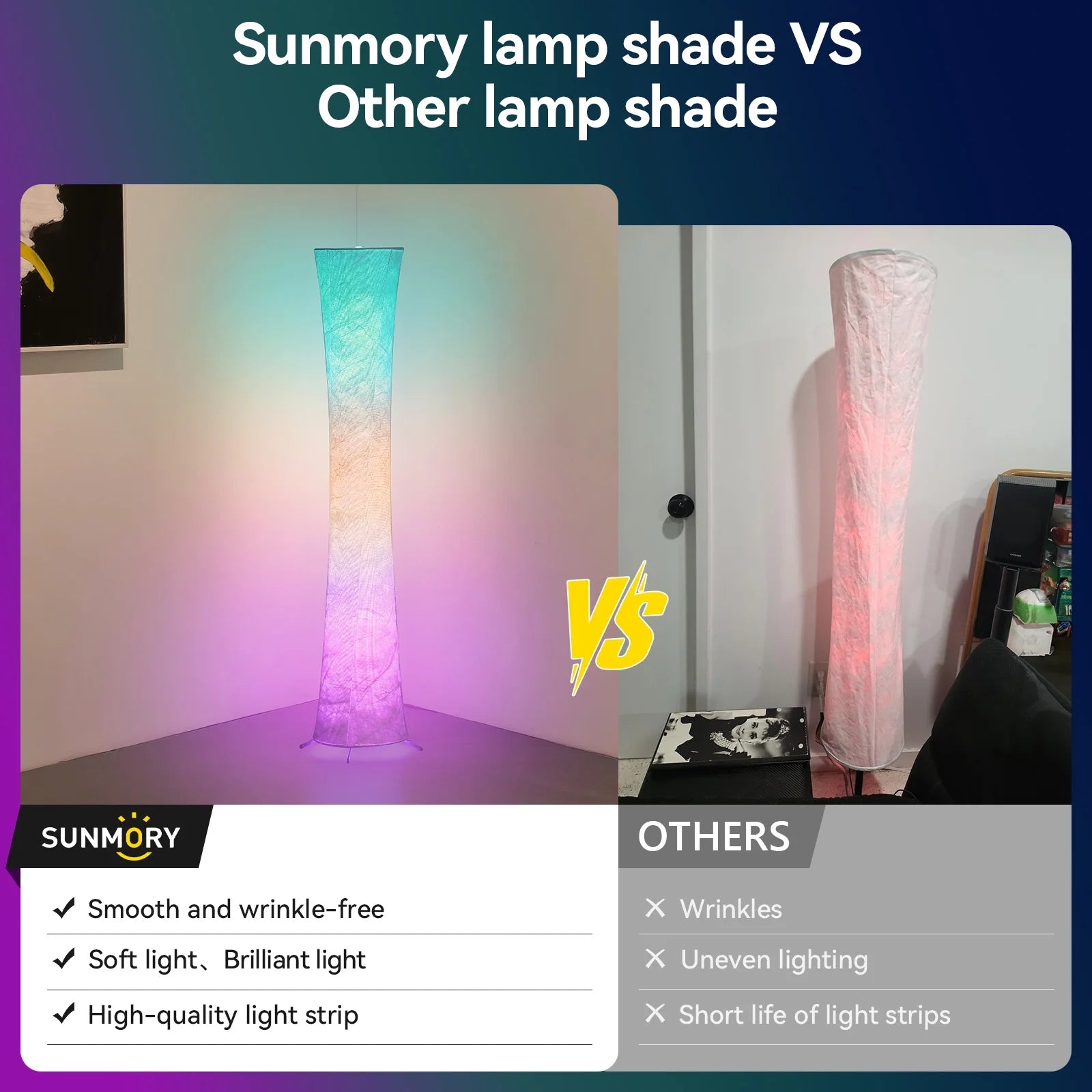 61'' RGBIC LED Floor Lamp, 1800 LM Color Changing Lighting Modern Tall Lamp with Music Sync & 16 Millio Colors, Standing Lamp with Remote & APP Control for Living Room, Bedroom, Gaming, Party