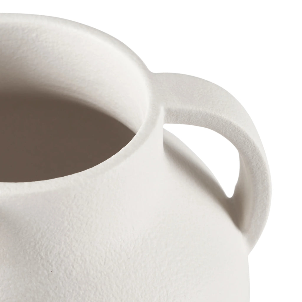 9.8" White Handled Ceramic Vase