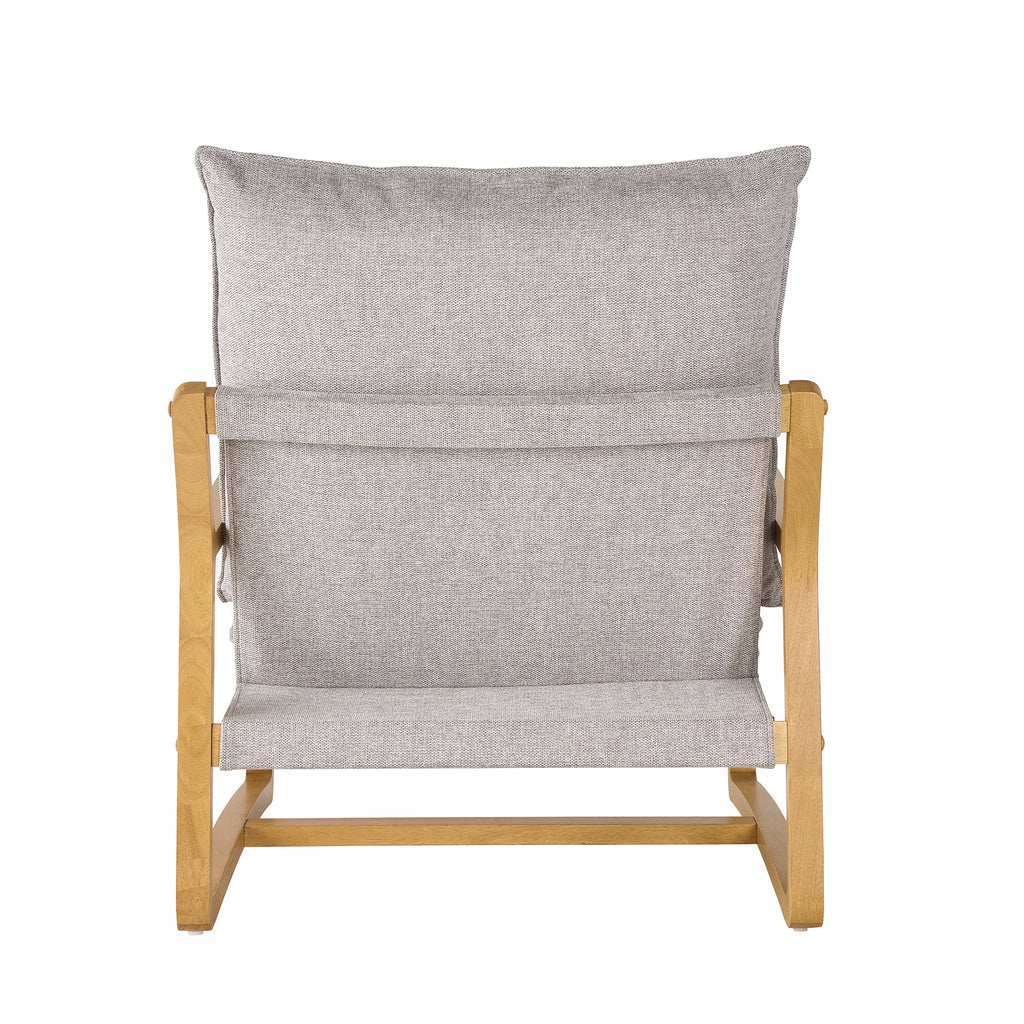Wooden Ezra Sling Accent Chair, Gray Linen
