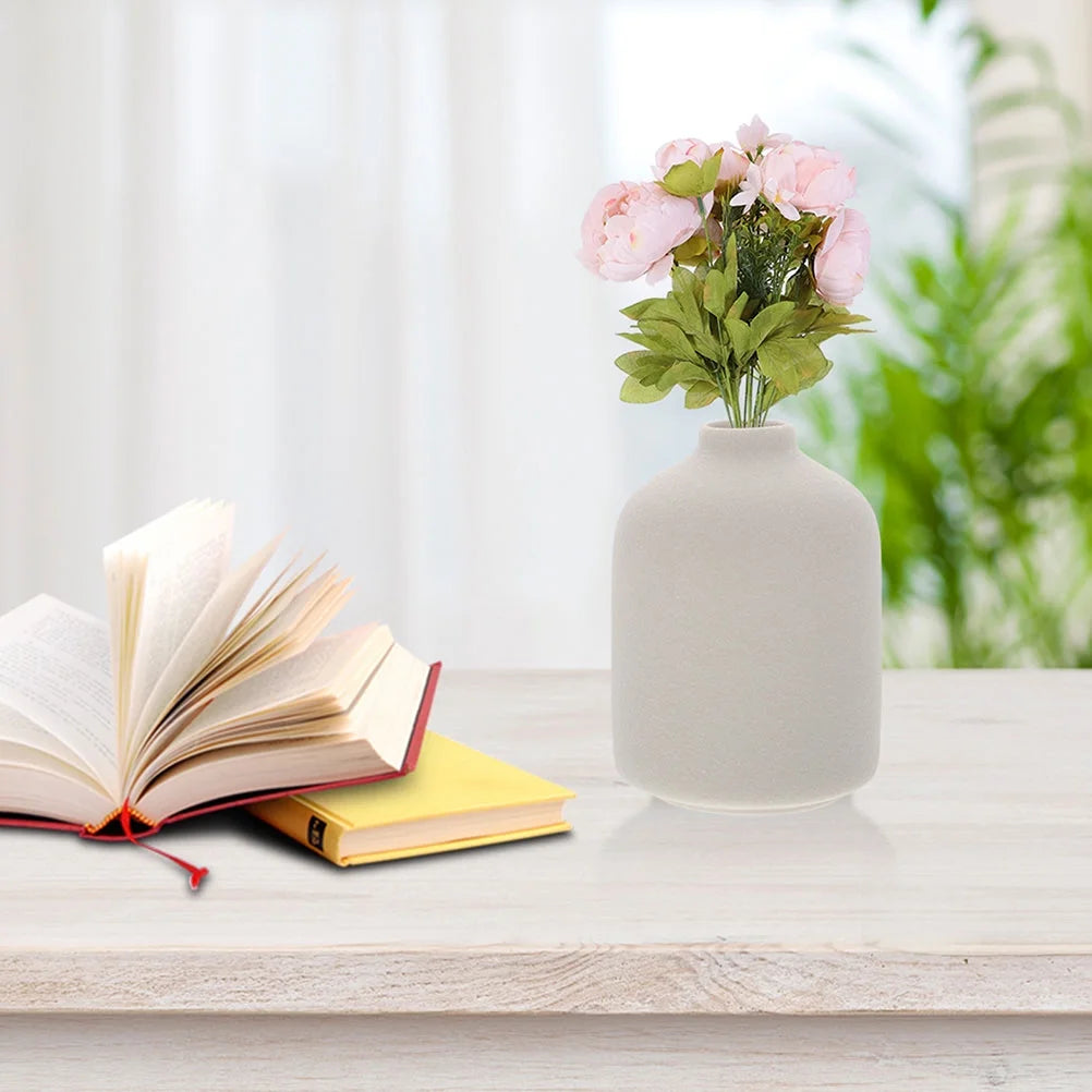 RENACLIPY Zen Style Ceramic Vase for Home and Garden White Pottery Floral Container