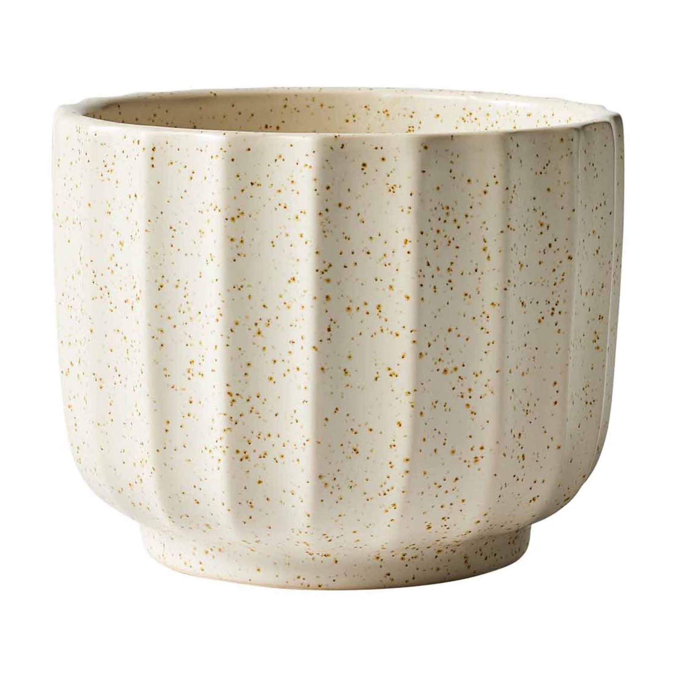 4.5" Speckled Ribbed Ceramic Vase, Cream White, 1 - Piece