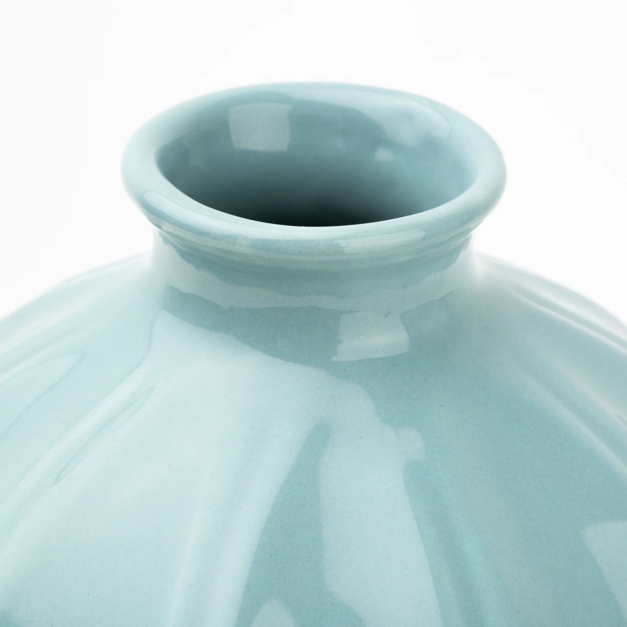 Ceramic Oval Vase, 7.5", Solid Blue