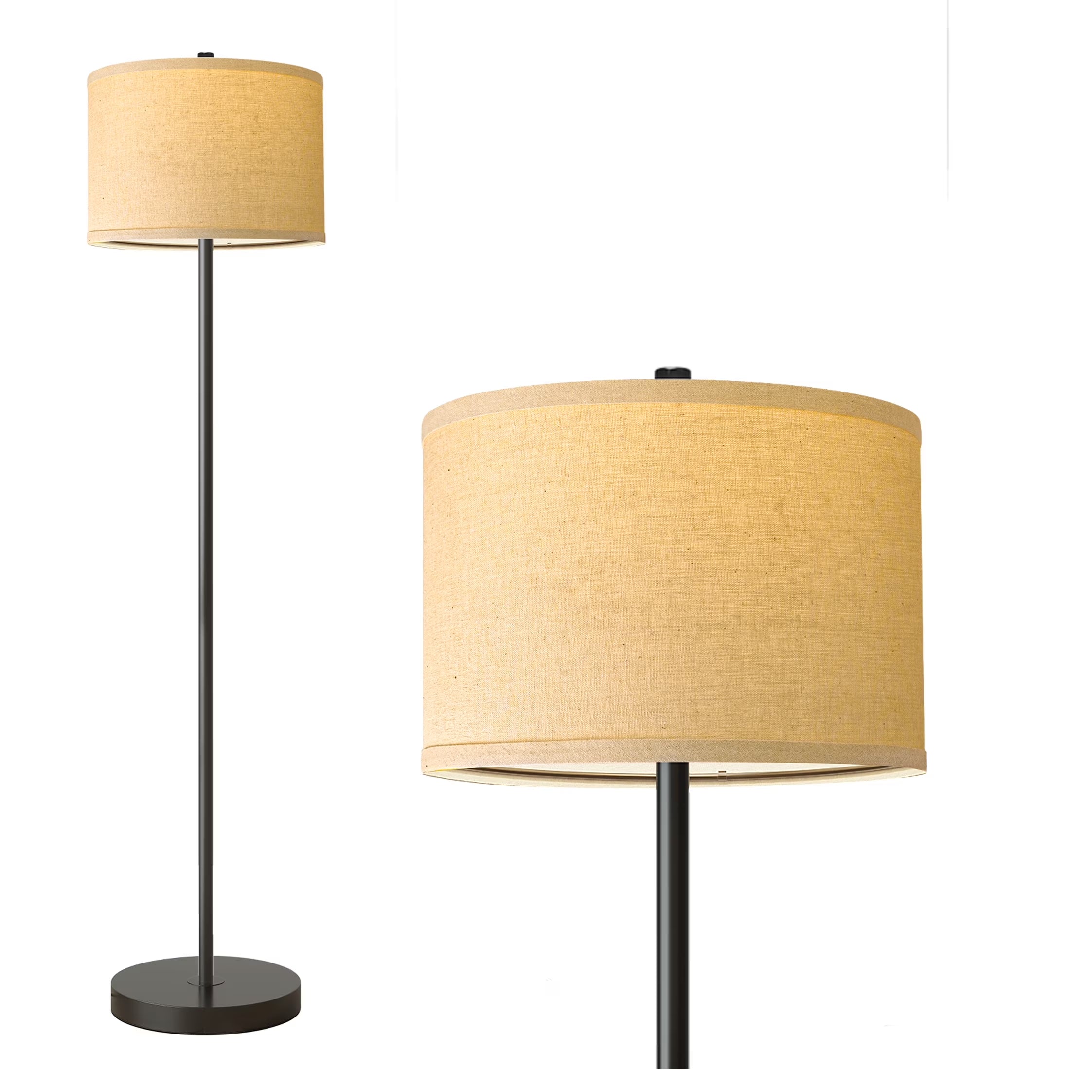 61" Modern Floor Lamp for Living Room with Natural Lamp Shade,Contemporary Tall Standing Lamp for Bedroom, Office,Decor,Lighting